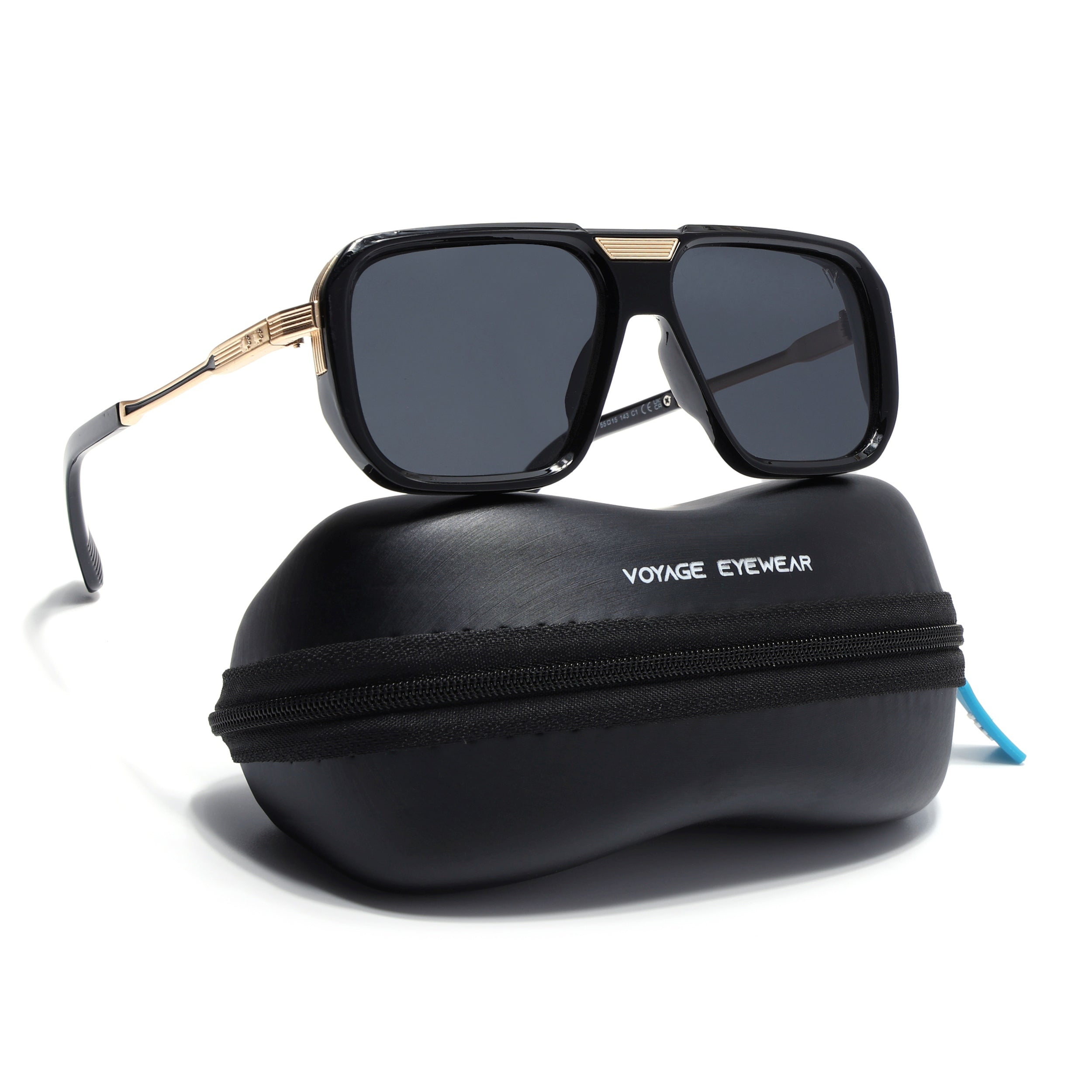 Alpha | Shine Black Wayfarer Polarized Sunglasses | Black Lens - PMG6623