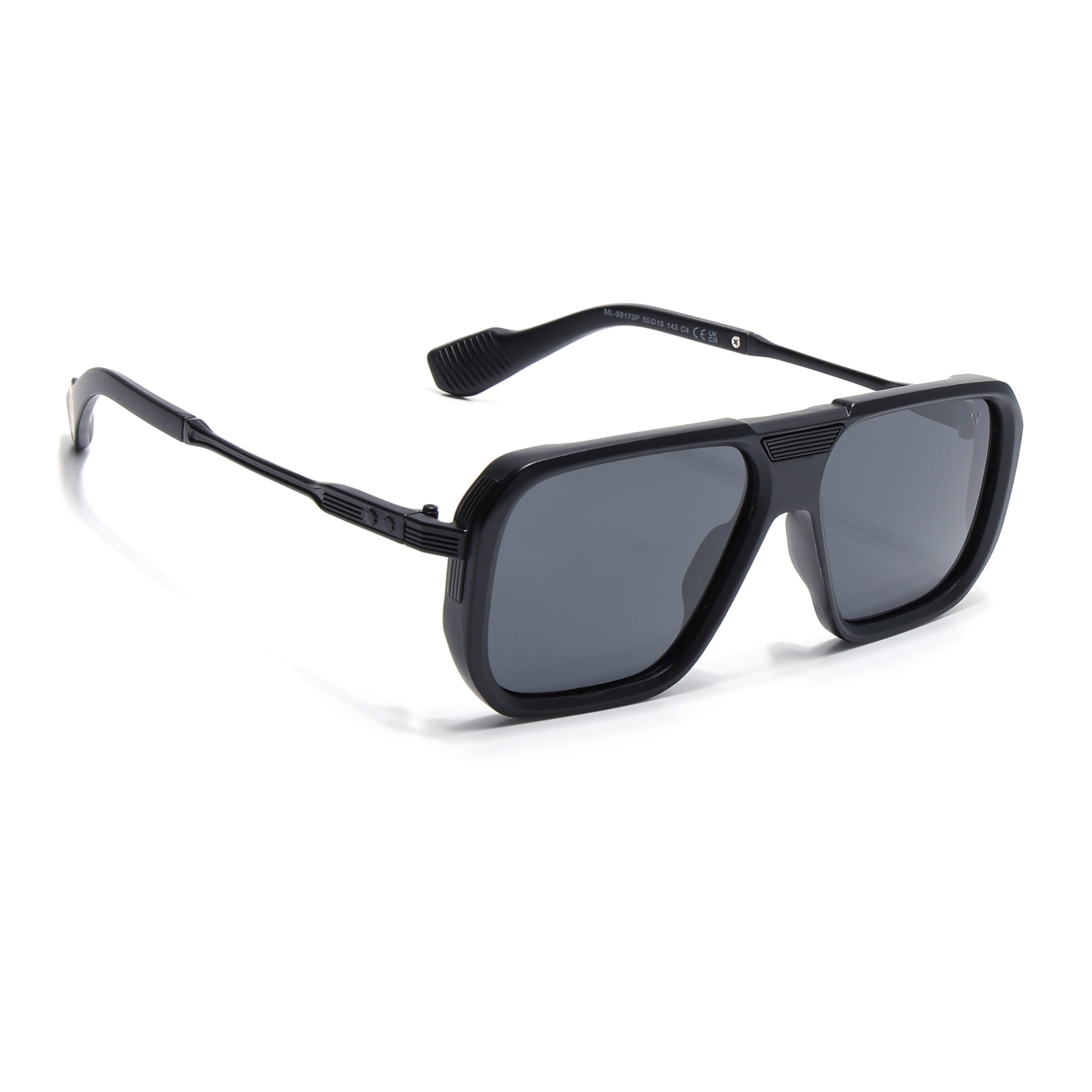 Alpha | Matt Black Wayfarer Polarized Sunglasses | Black Lens - PMG6624