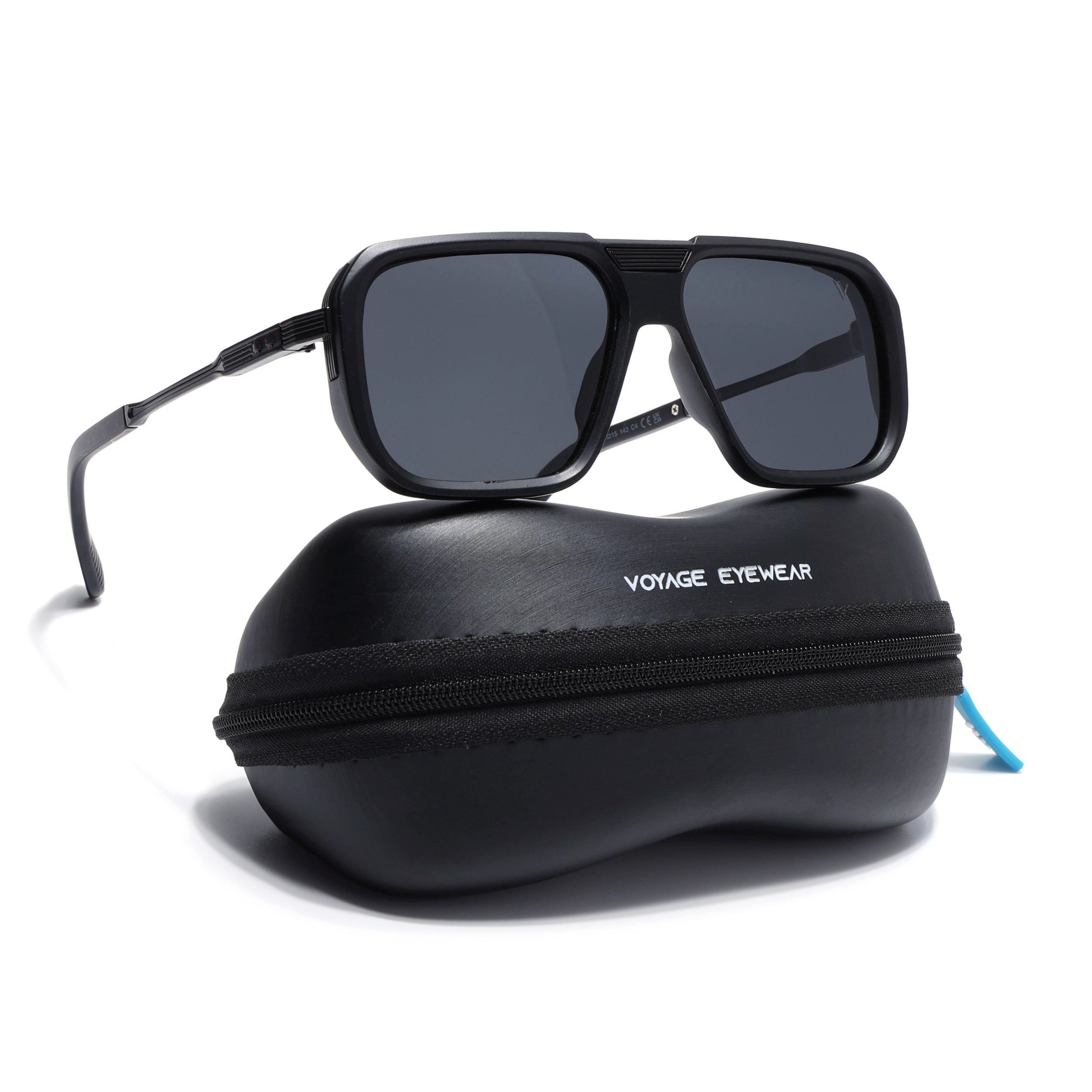 Alpha | Matt Black Wayfarer Polarized Sunglasses | Black Lens - PMG6624