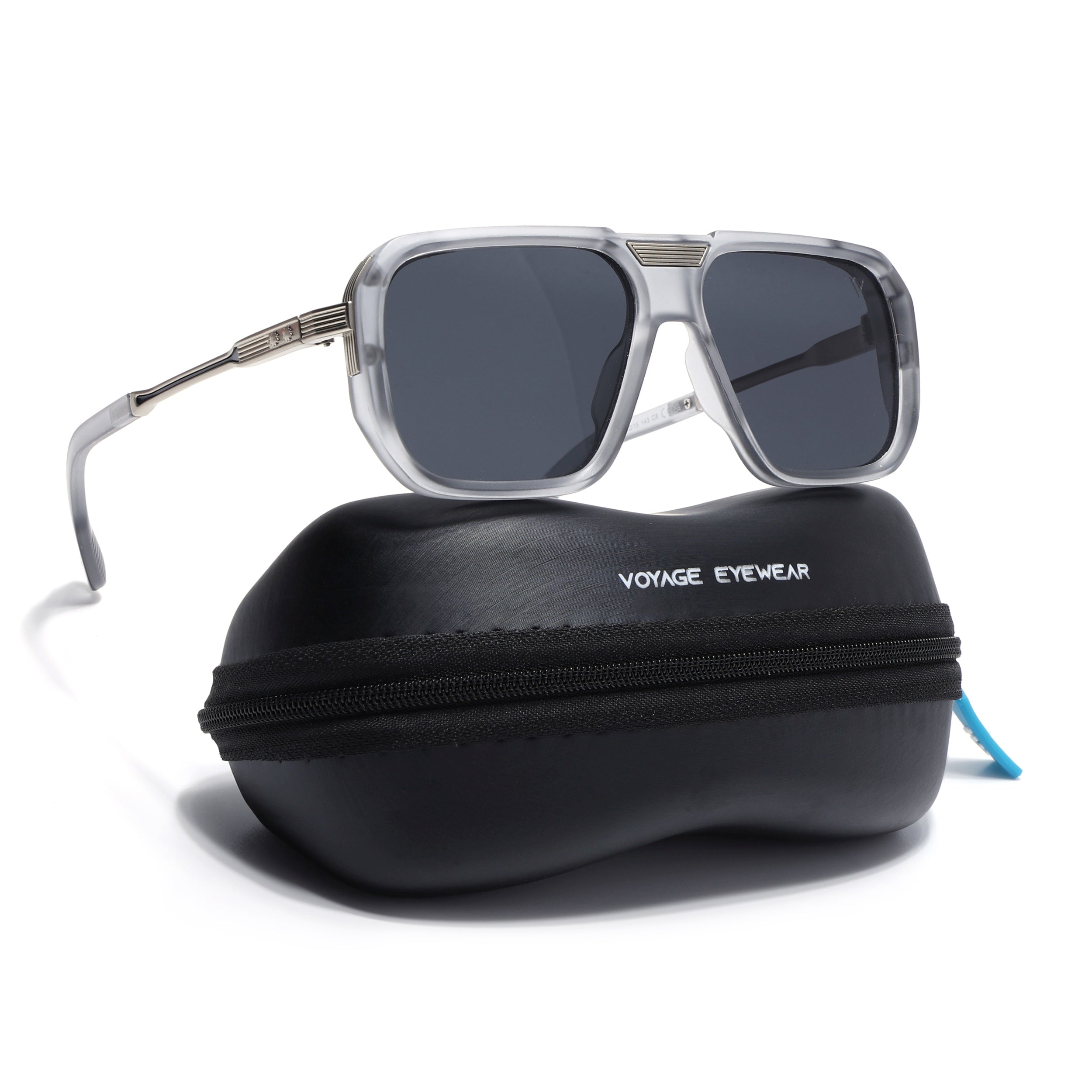 Alpha | Grey Wayfarer Polarized Sunglasses | Black Lens - PMG6625