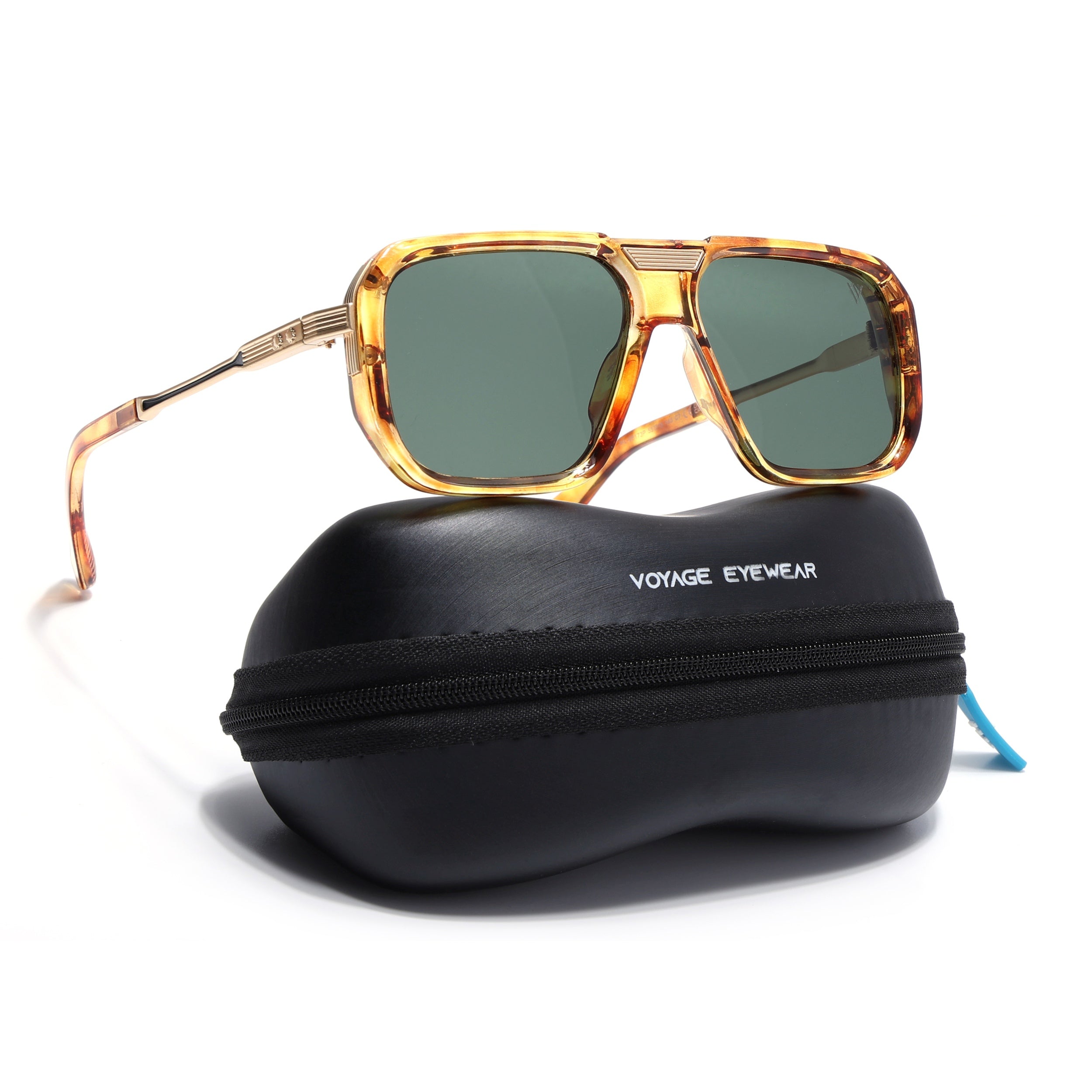 Alpha | Dami Brown Wayfarer Polarized Sunglasses | Green Lens - PMG6626