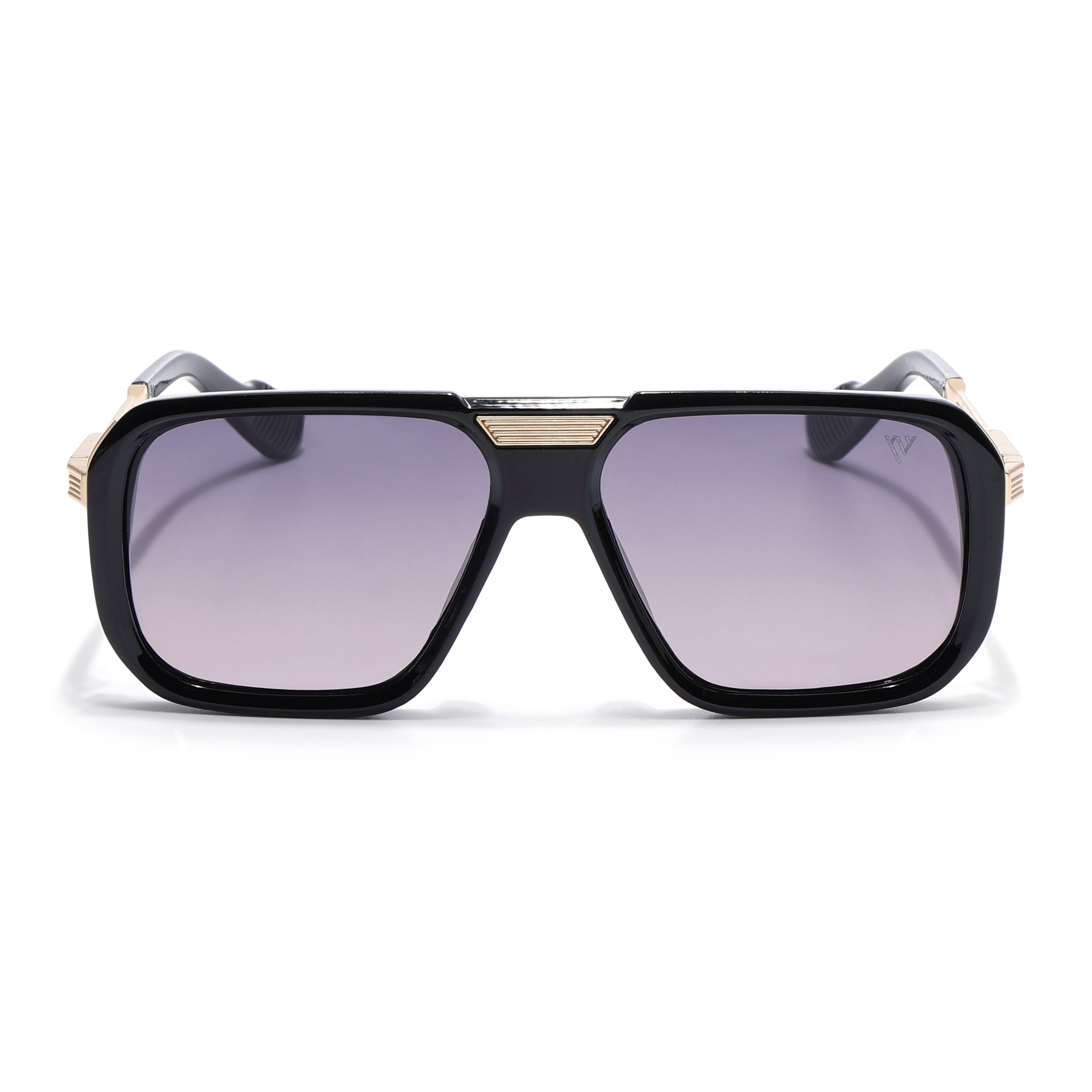 Alpha | Shine Black Wayfarer Polarized Sunglasses | Light Purple Lens - PMG6627