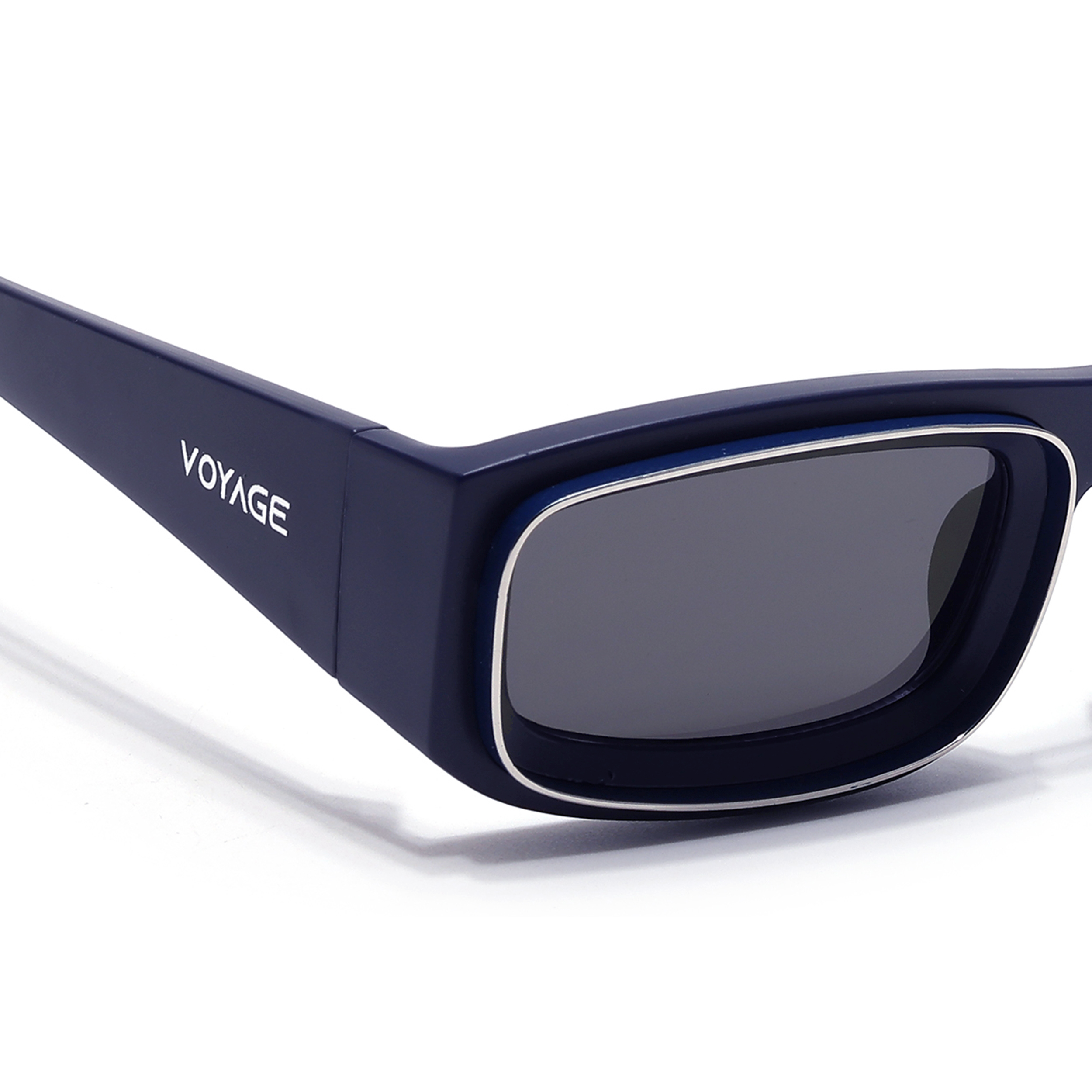 Old Smuggler | Navy Blue Polarized Unisex Sunglasses | Black Lens - MG6577