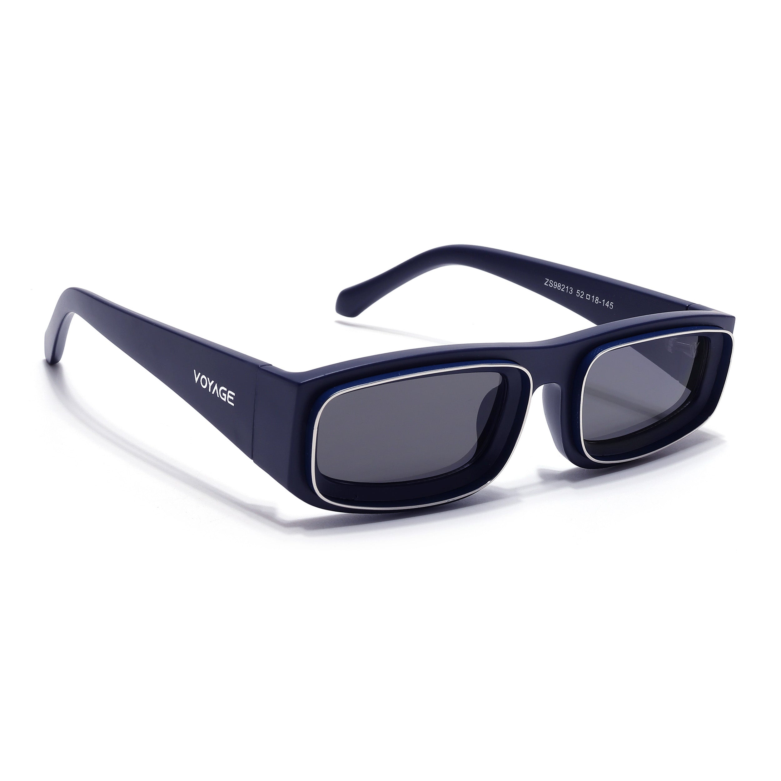 Old Smuggler | Navy Blue Polarized Unisex Sunglasses | Black Lens - MG6577