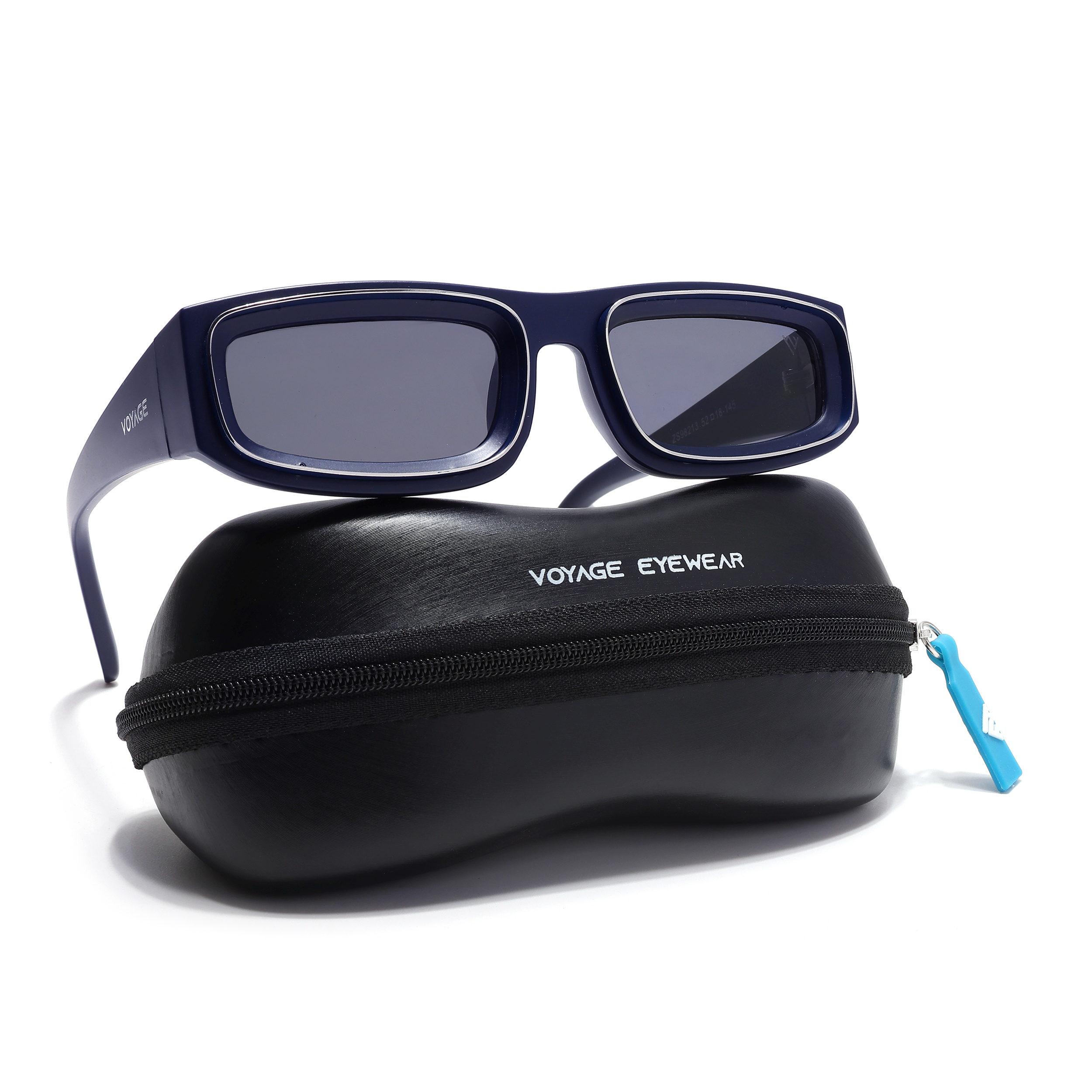 Old Smuggler | Navy Blue Polarized Unisex Sunglasses | Black Lens - MG6577