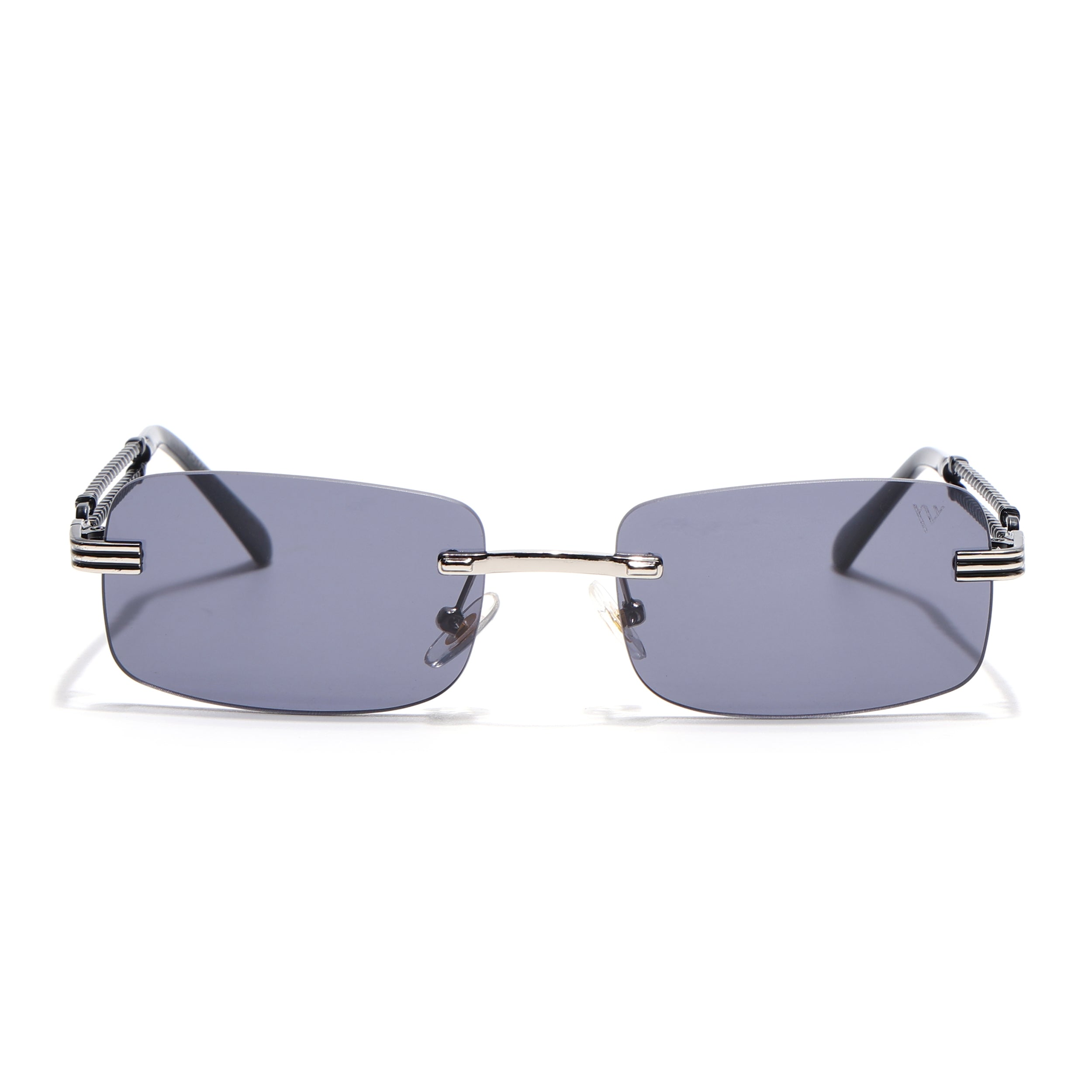 Barrel | Smoked Black Rimless Sunglasses| Silver Frame - MG6660