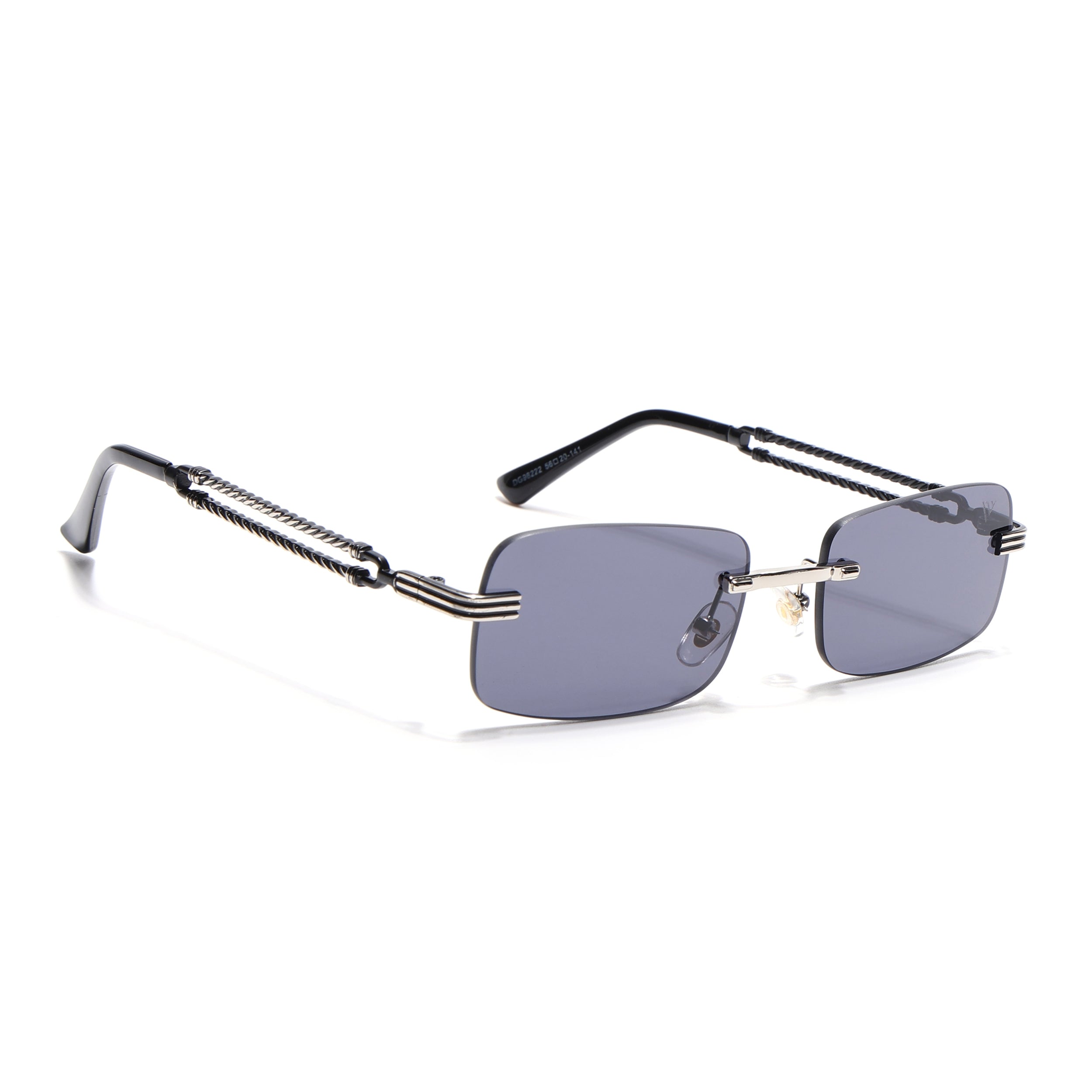 Barrel | Smoked Black Rimless Sunglasses| Silver Frame - MG6660