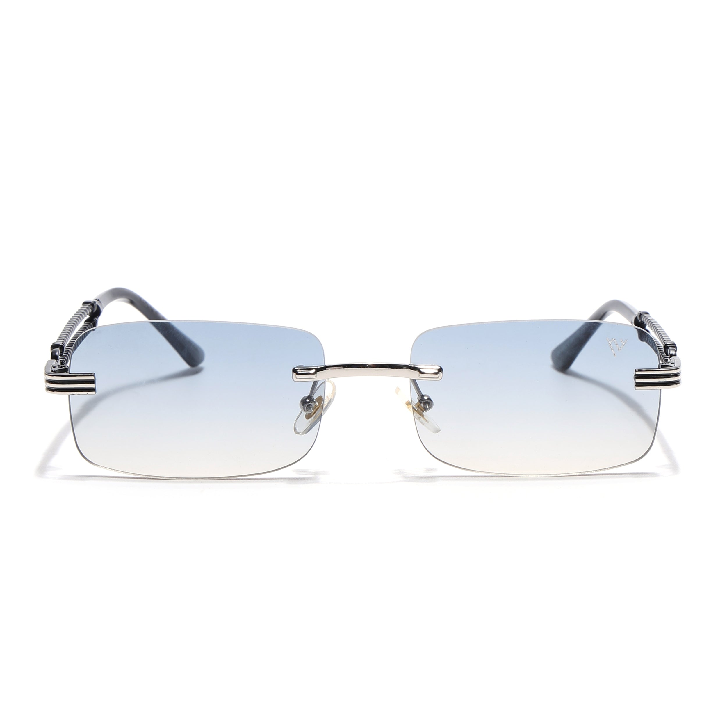 Barrel | Bronze Blue Rimless Sunglasses | Silver Frame - MG6661