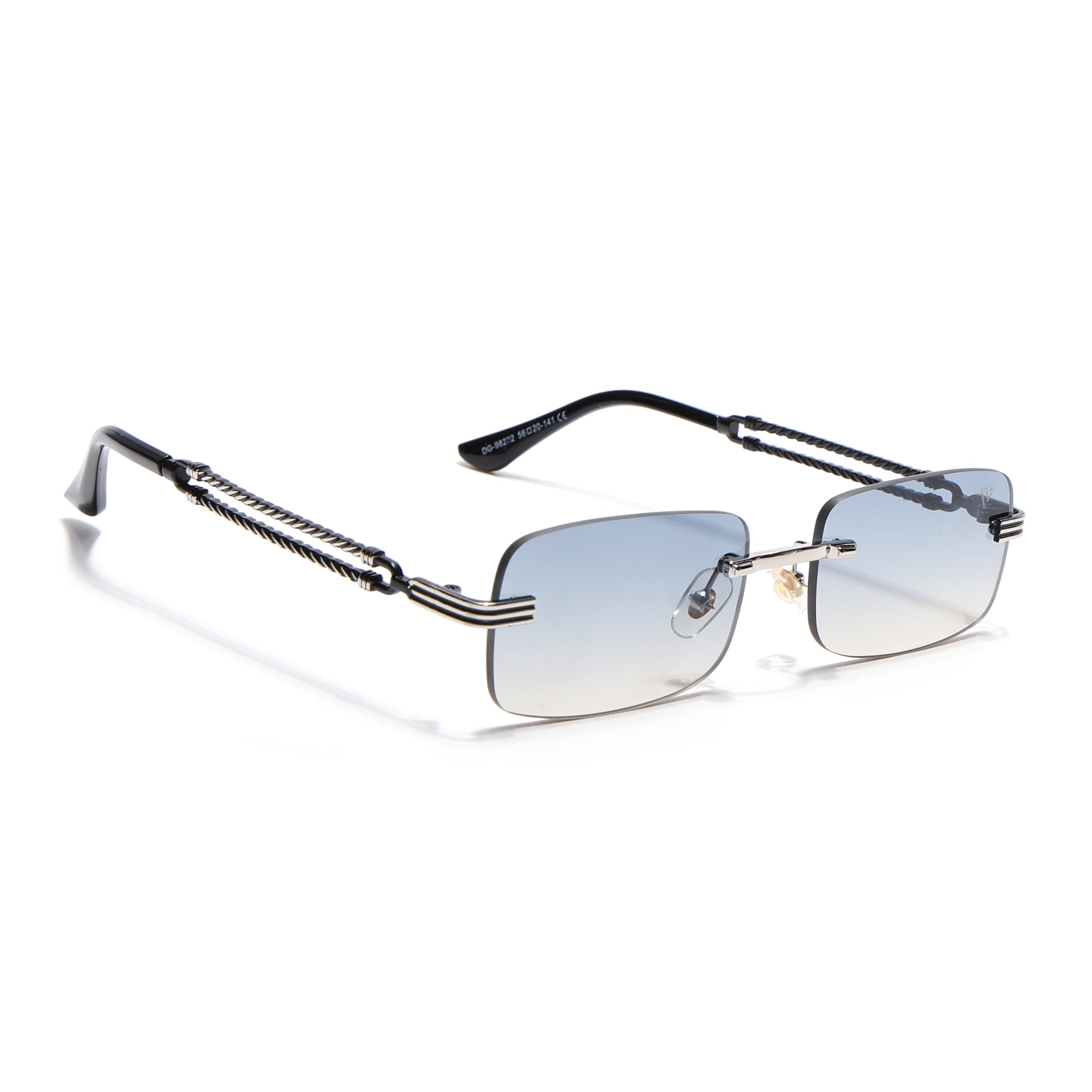 Barrel | Bronze Blue Rimless Sunglasses | Silver Frame - MG6661