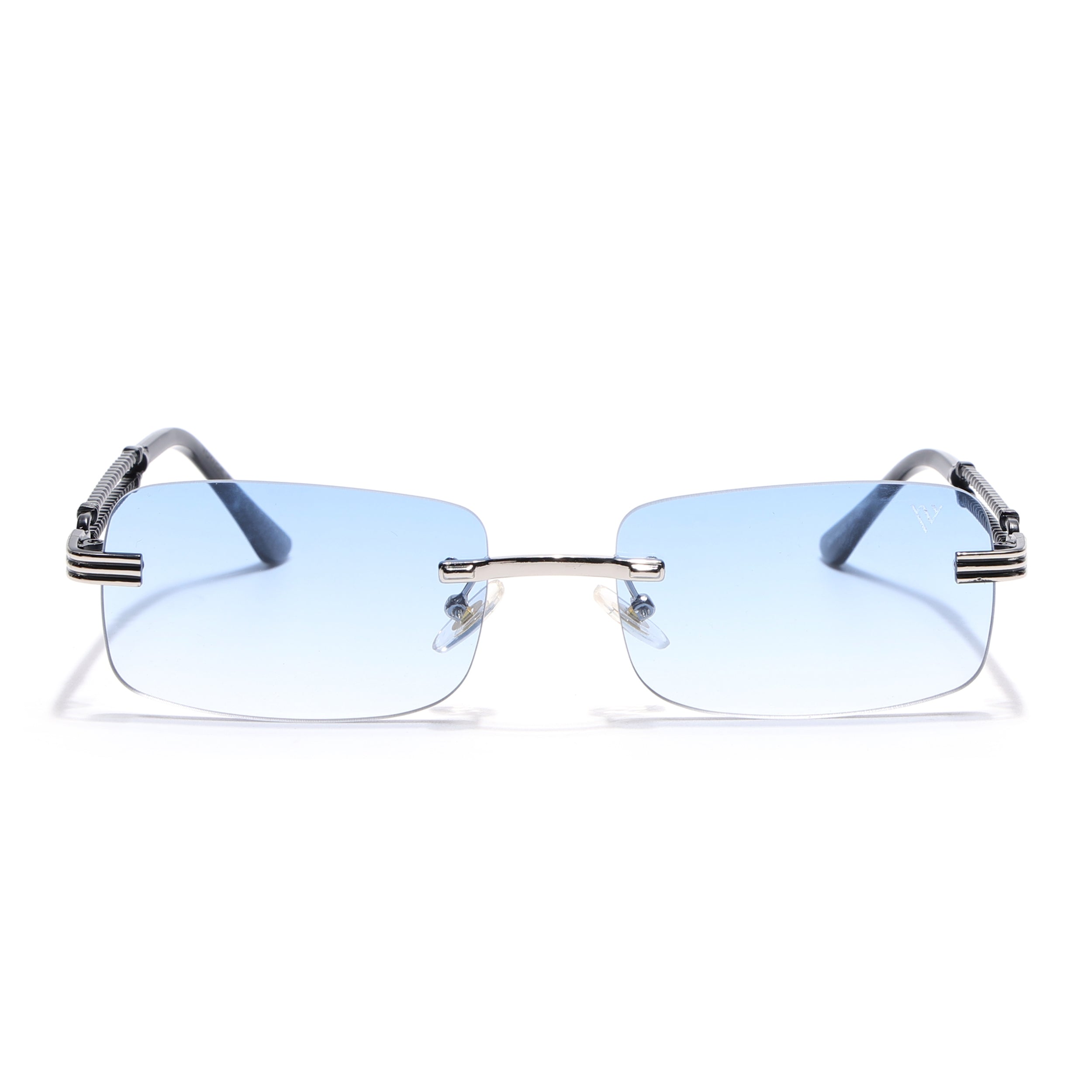 Barrel | Sapphire Blue Rimless Sunglasses | Silver Frame - MG6662