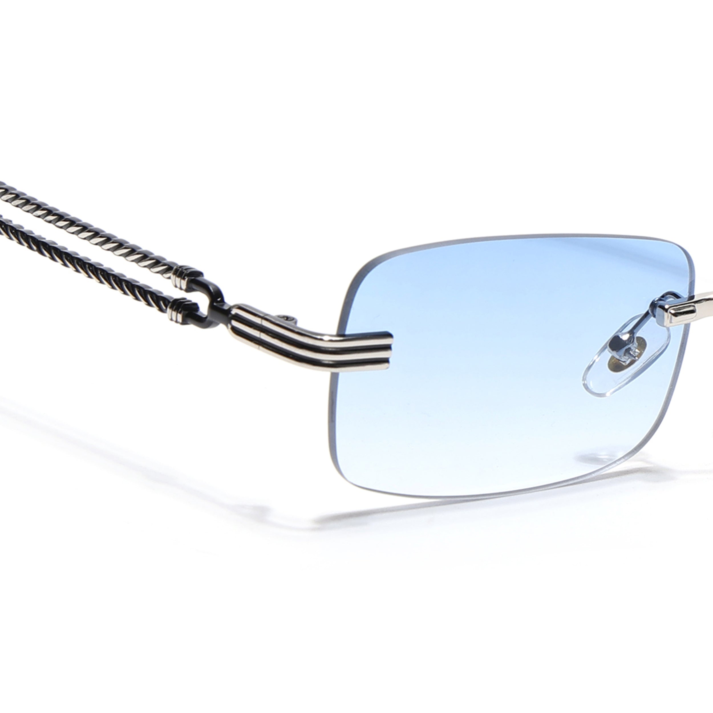 Barrel | Sapphire Blue Rimless Sunglasses | Silver Frame - MG6662