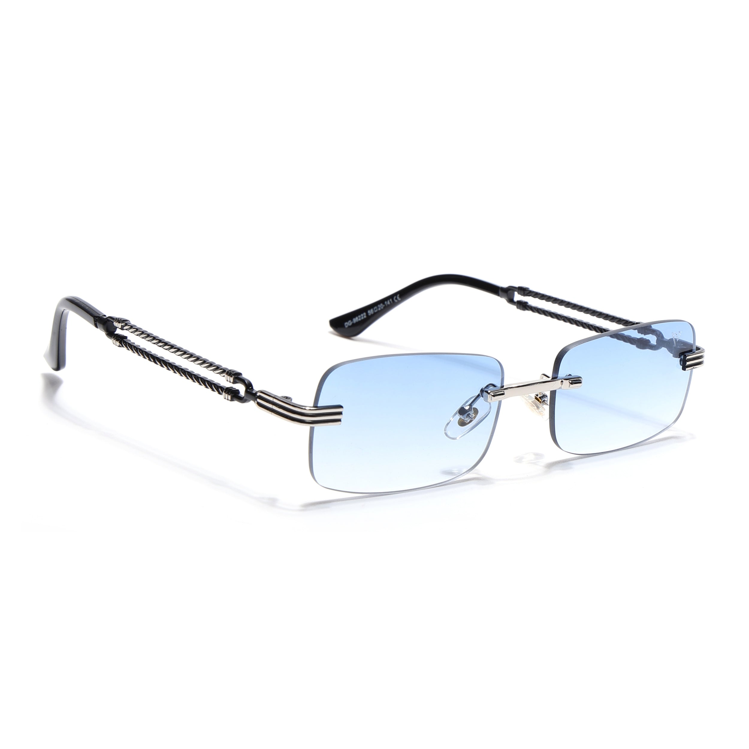 Barrel | Sapphire Blue Rimless Sunglasses | Silver Frame - MG6662