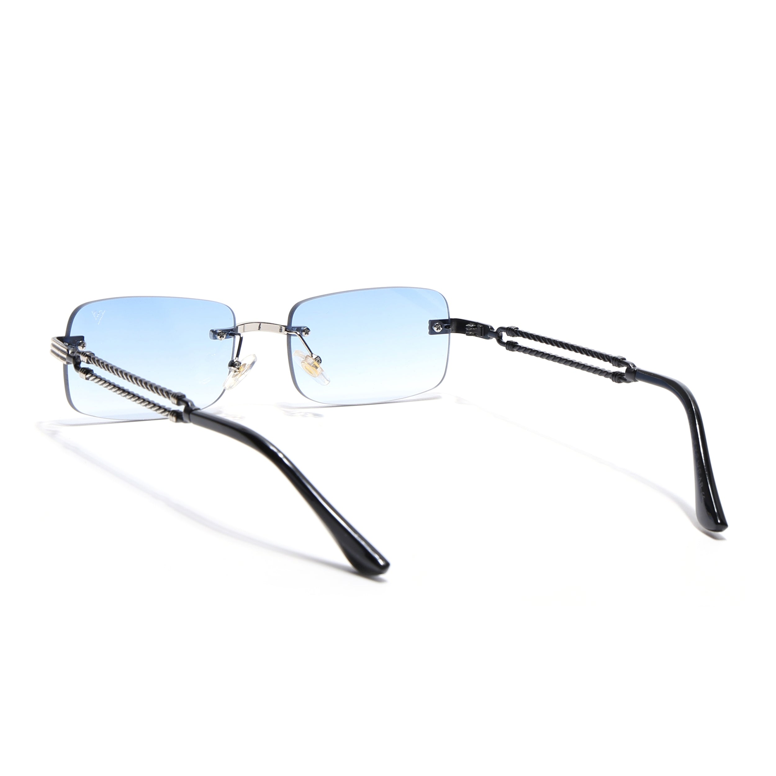 Barrel | Sapphire Blue Rimless Sunglasses | Silver Frame - MG6662