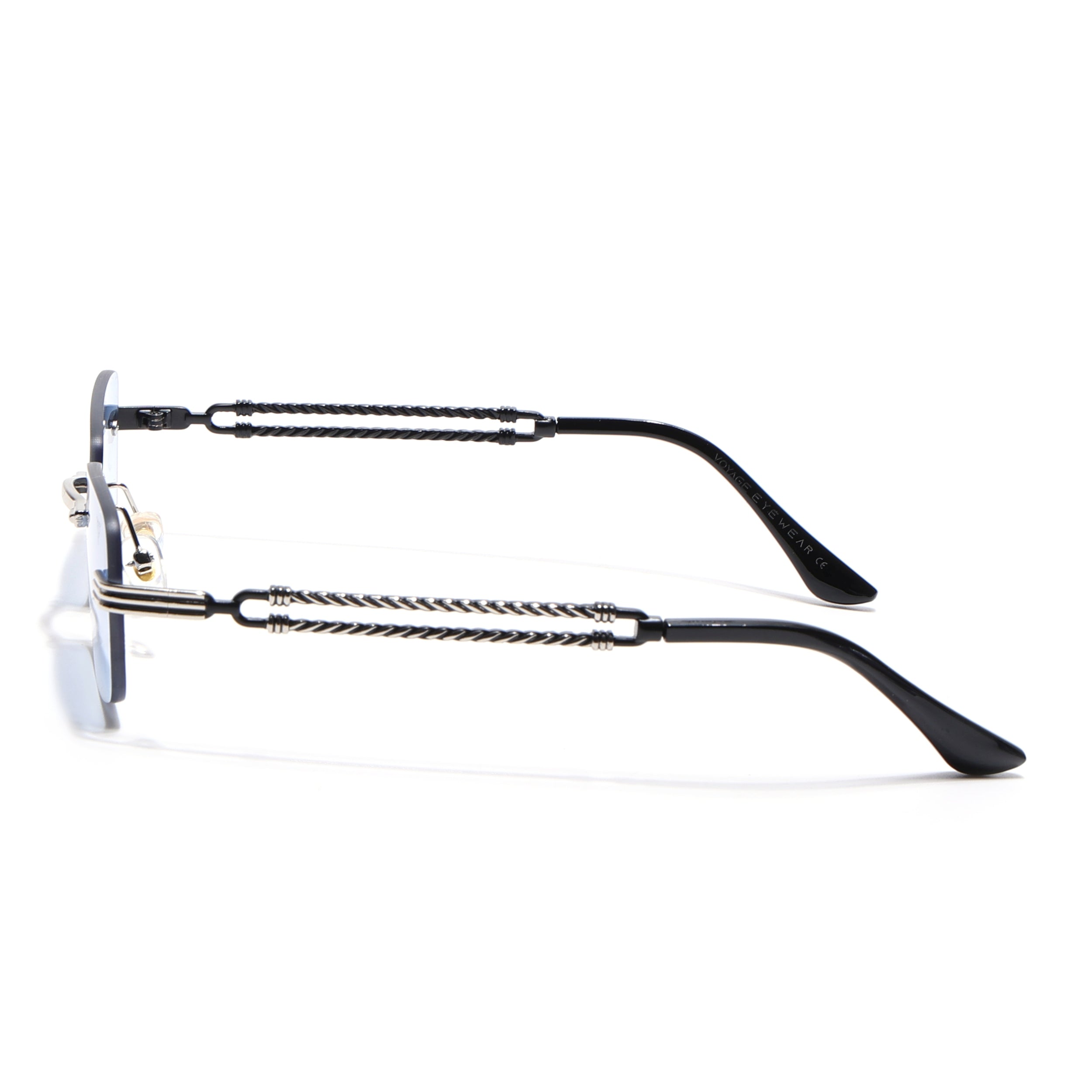 Barrel | Sapphire Blue Rimless Sunglasses | Silver Frame - MG6662