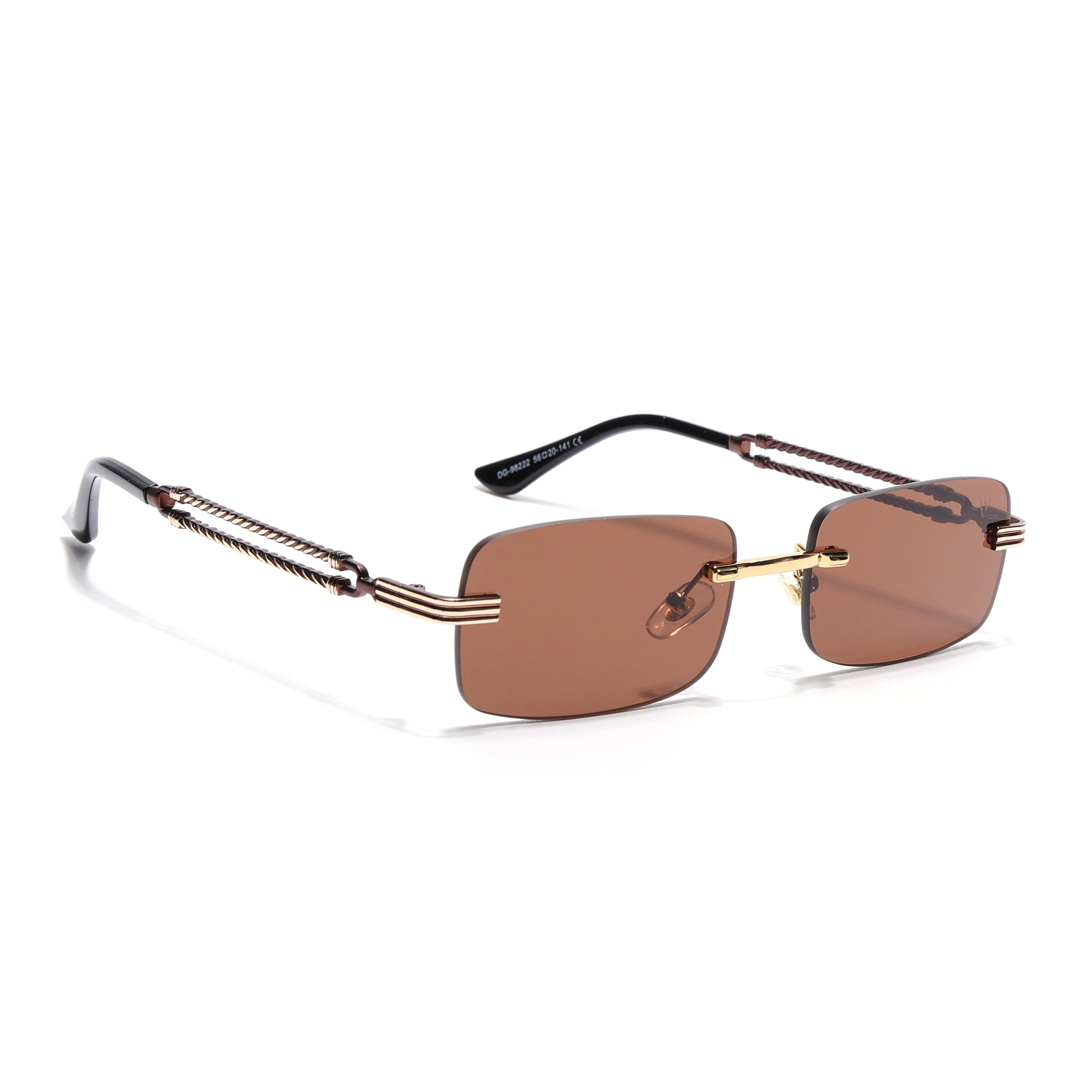 Barrel | Tan Brown Rimless Sunglasses | Golden Frame - MG6663