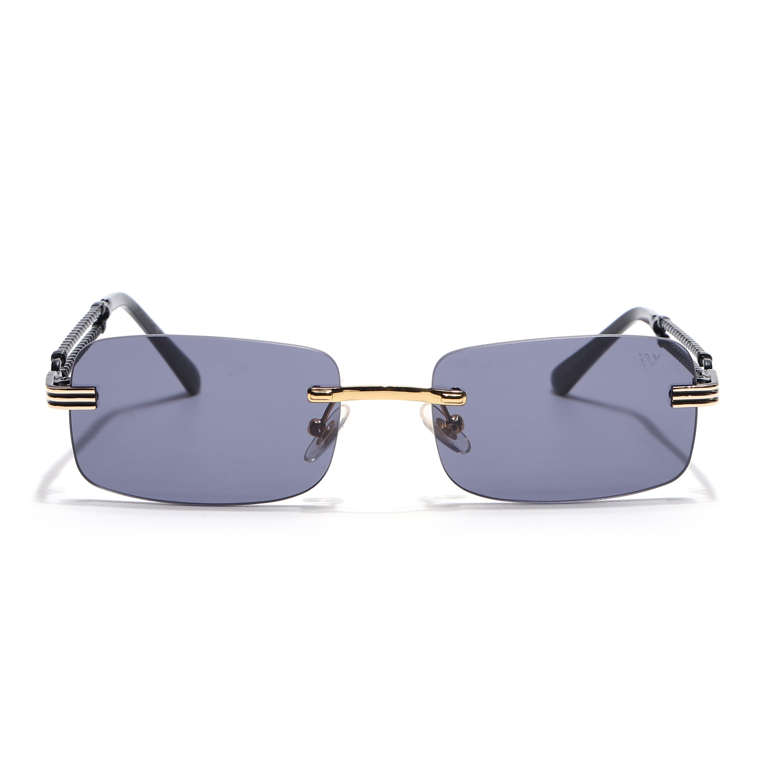 Barrel | Smoked Black Rimless Sunglasses | Golden Frame - MG6664