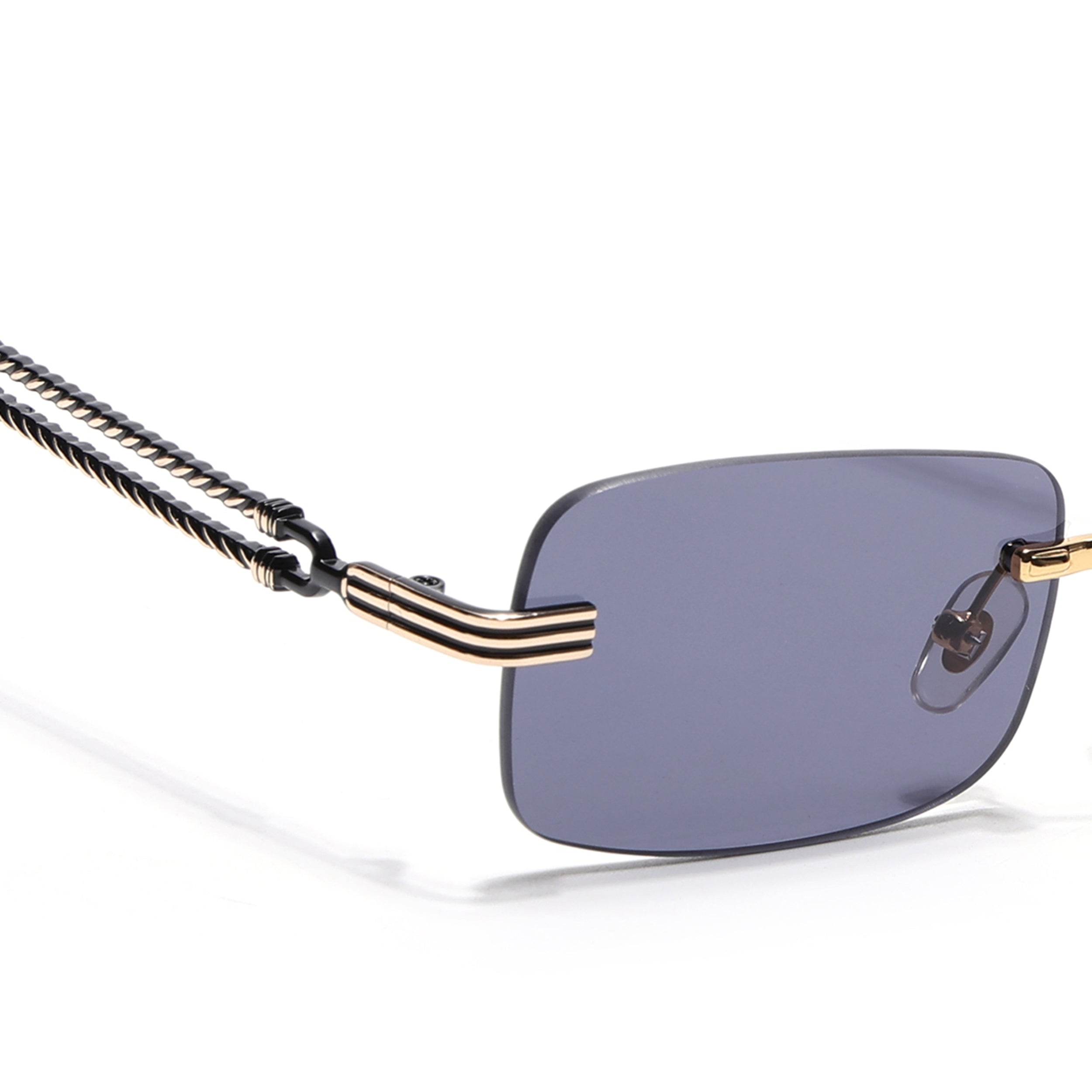 Barrel | Smoked Black Rimless Sunglasses | Golden Frame - MG6664