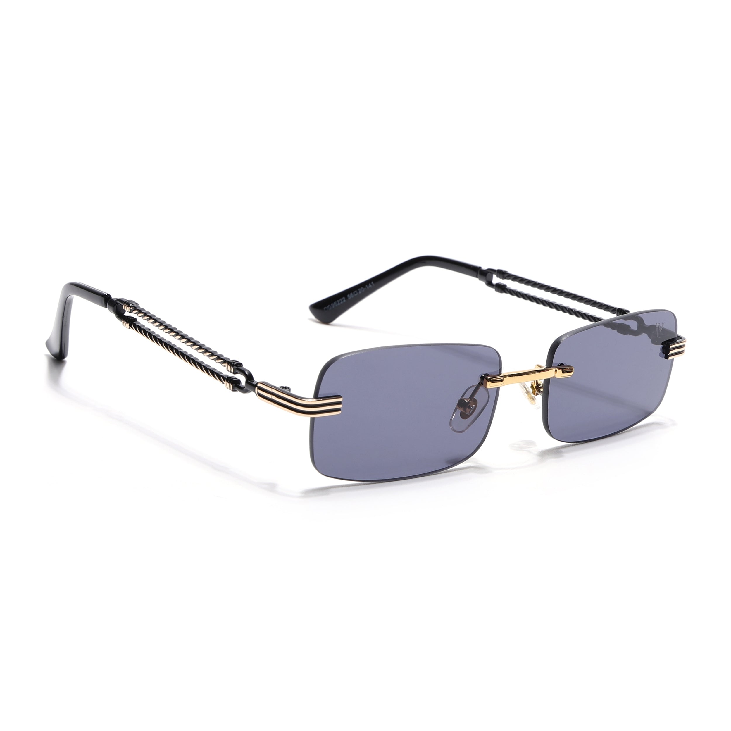 Barrel | Smoked Black Rimless Sunglasses | Golden Frame - MG6664