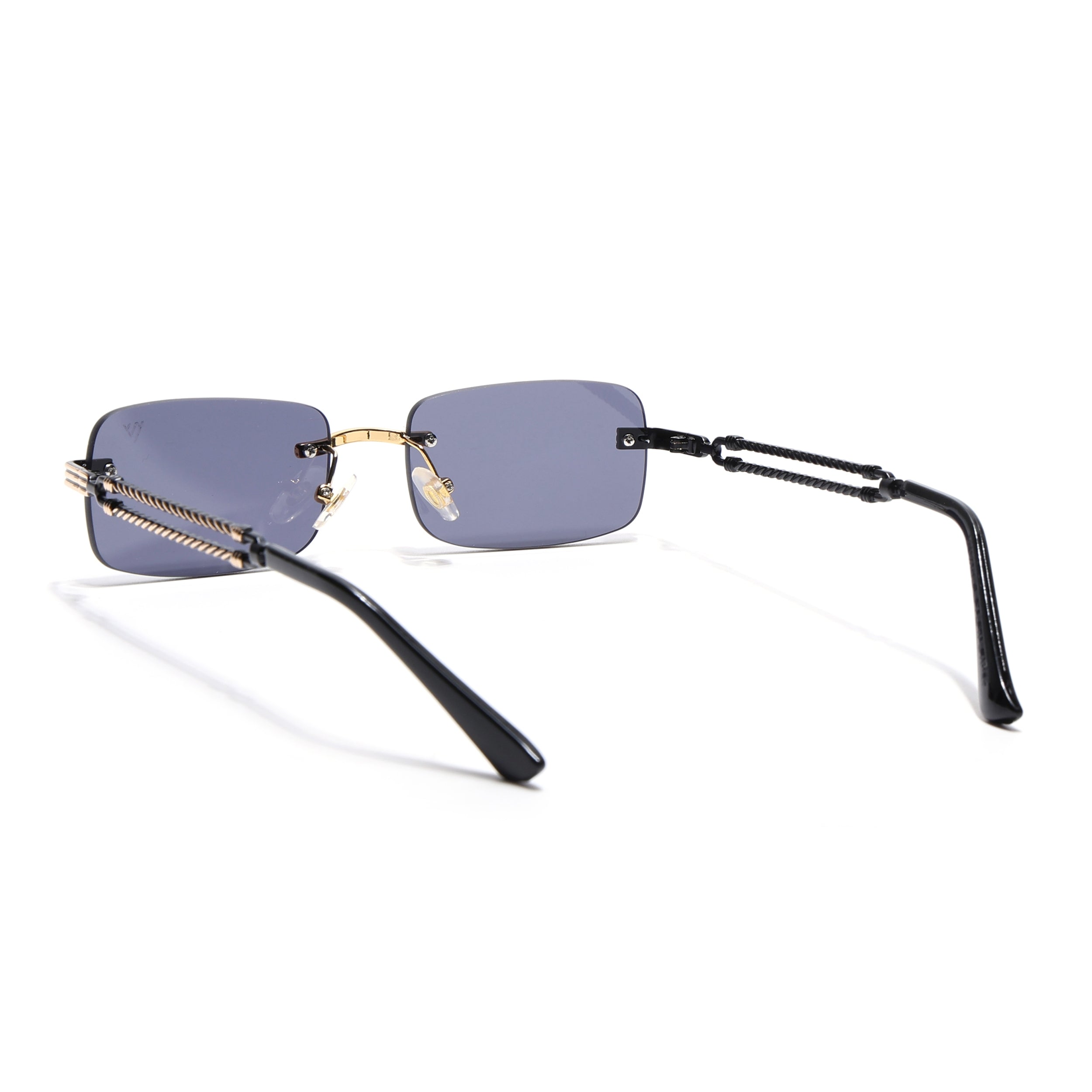 Barrel | Smoked Black Rimless Sunglasses | Golden Frame - MG6664