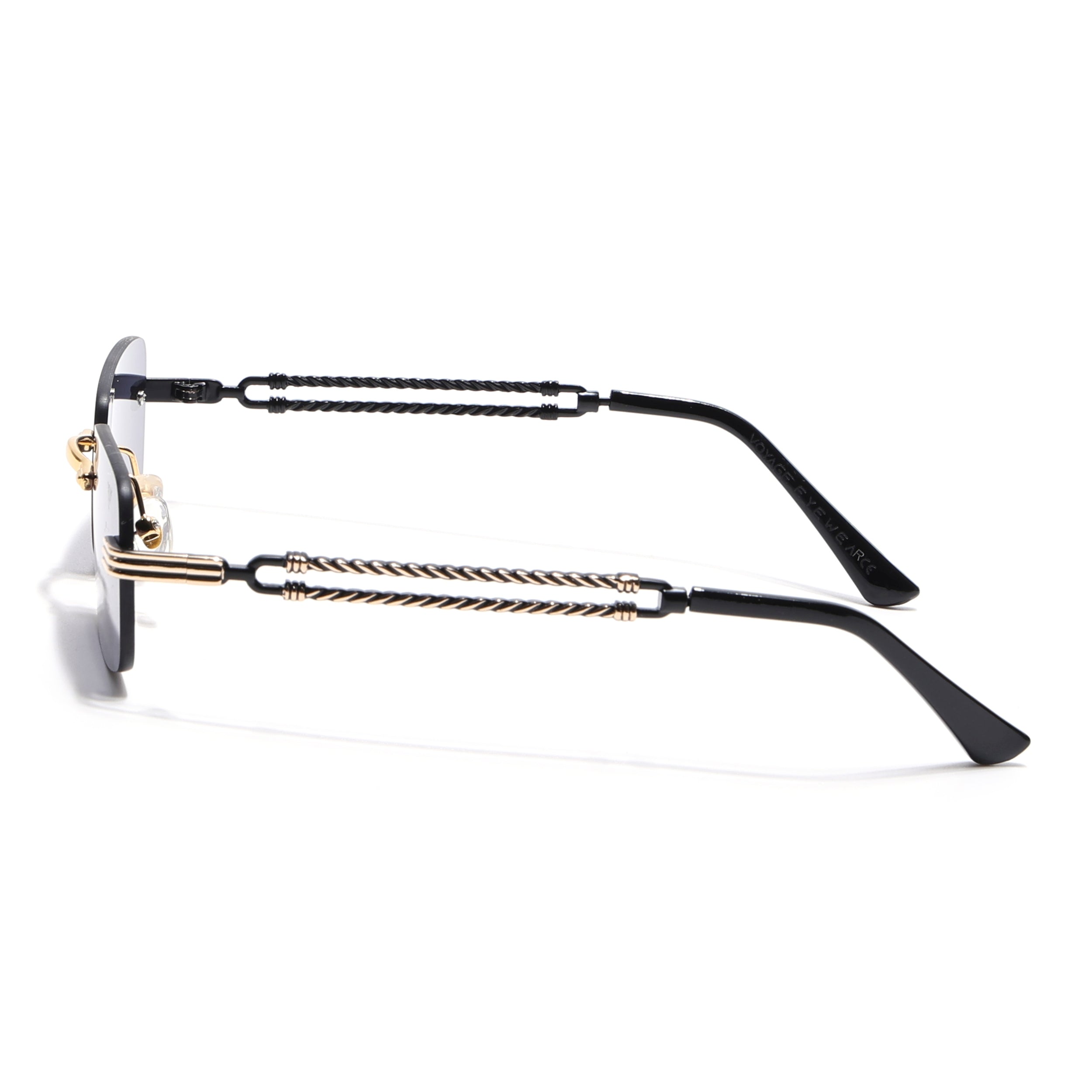 Barrel | Smoked Black Rimless Sunglasses | Golden Frame - MG6664