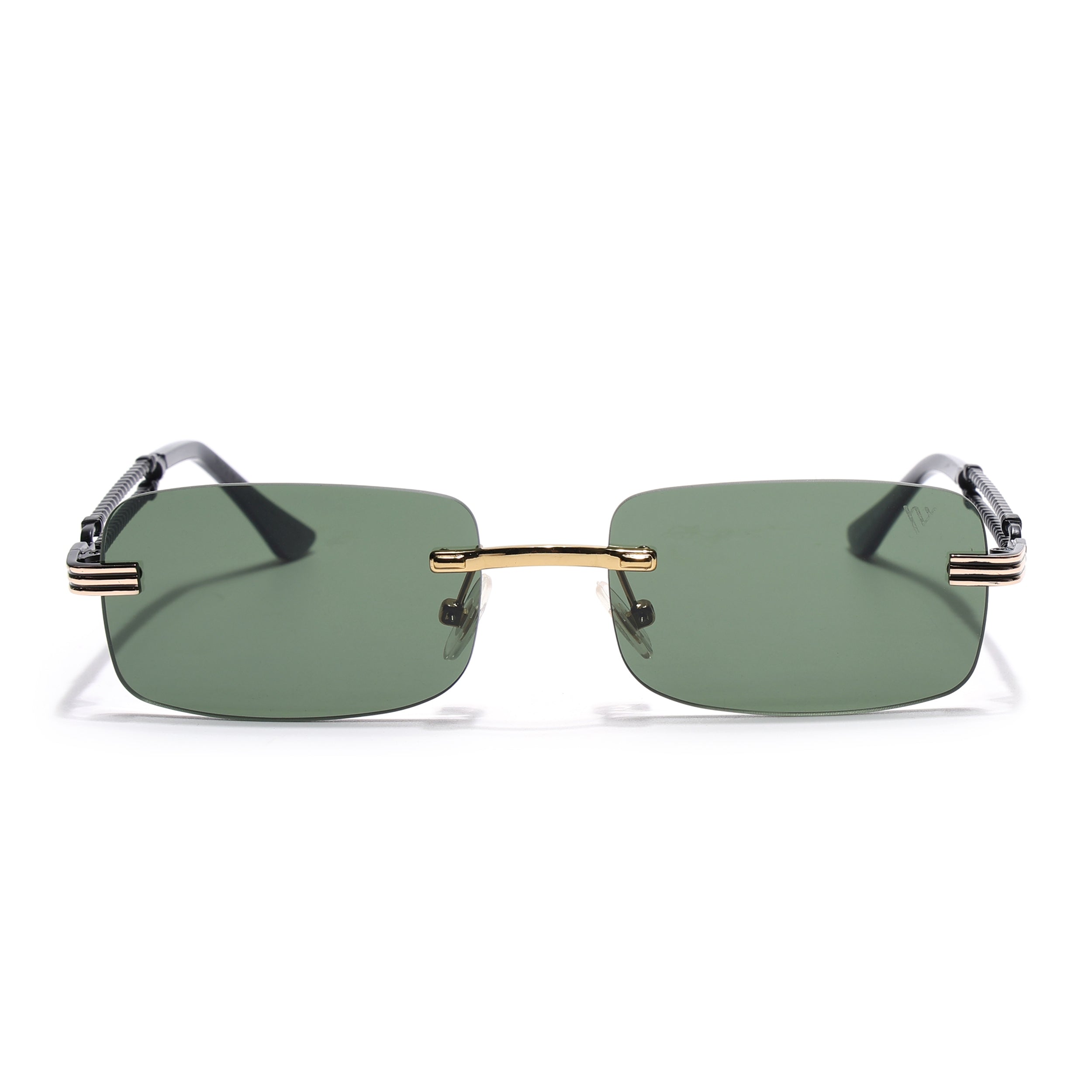 Barrel | Emerland Green Rimless Sunglasses  | Golden Frame - MG6665