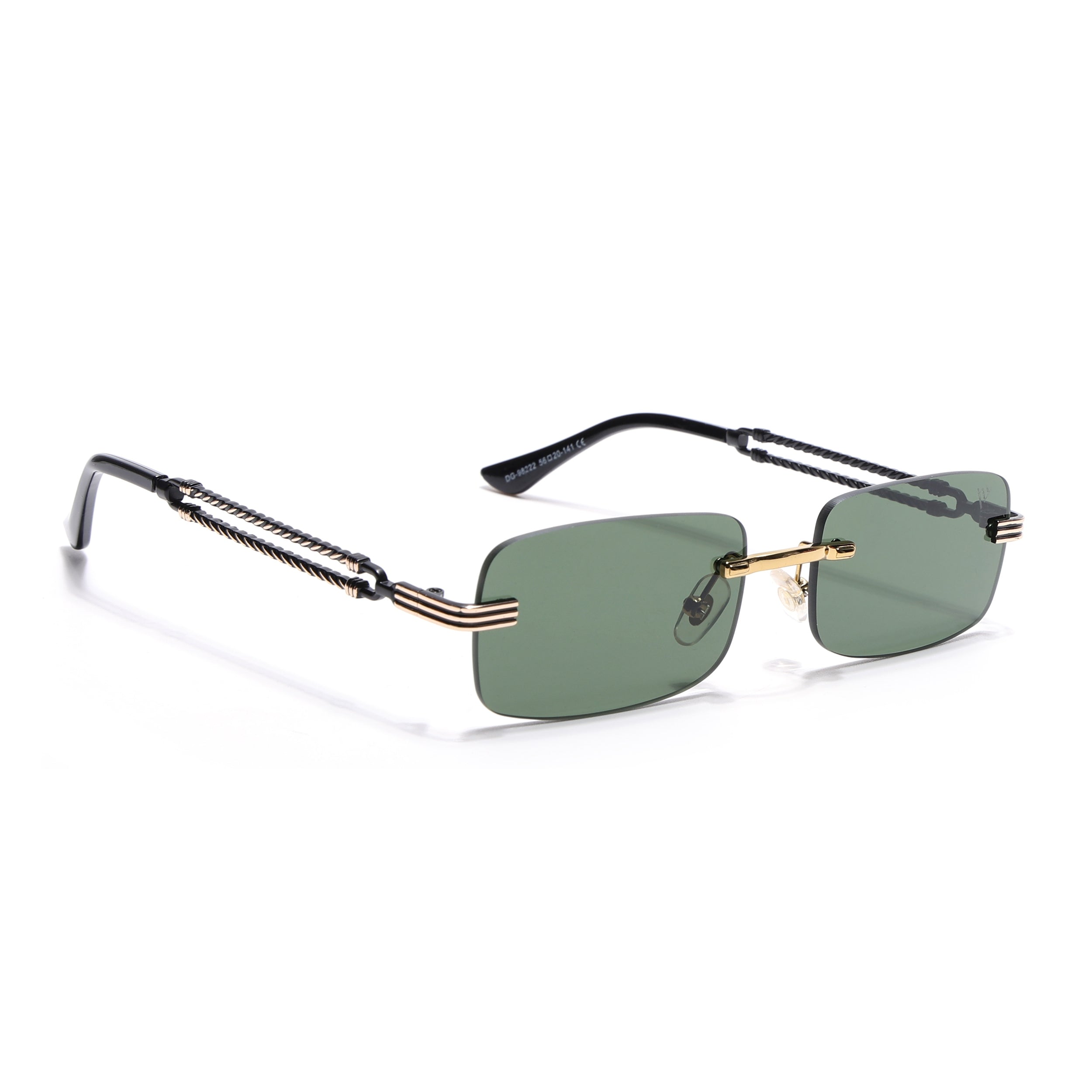 Barrel | Emerland Green Rimless Sunglasses  | Golden Frame - MG6665