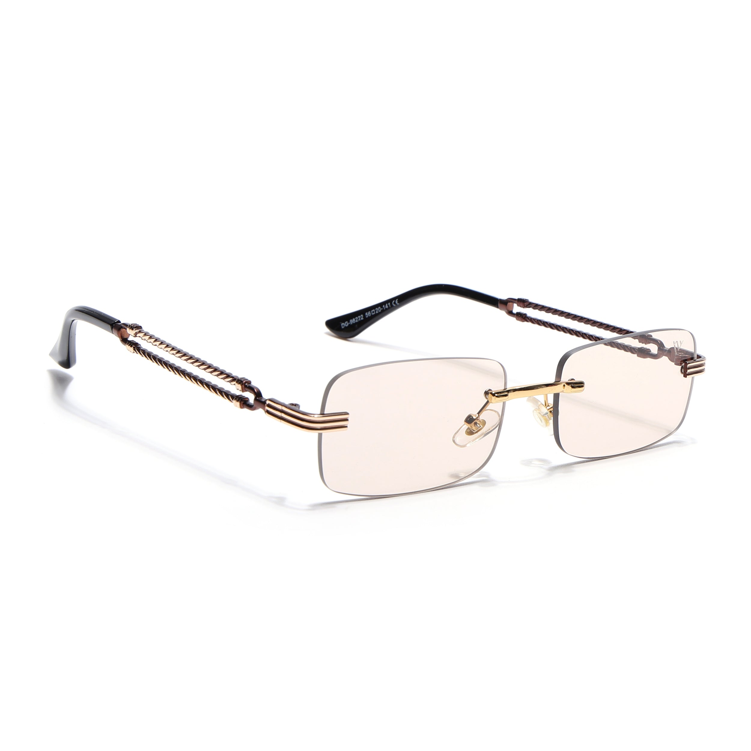 Barrel | Light brown Rimless Sunglasses | Golden Frame - MG6666