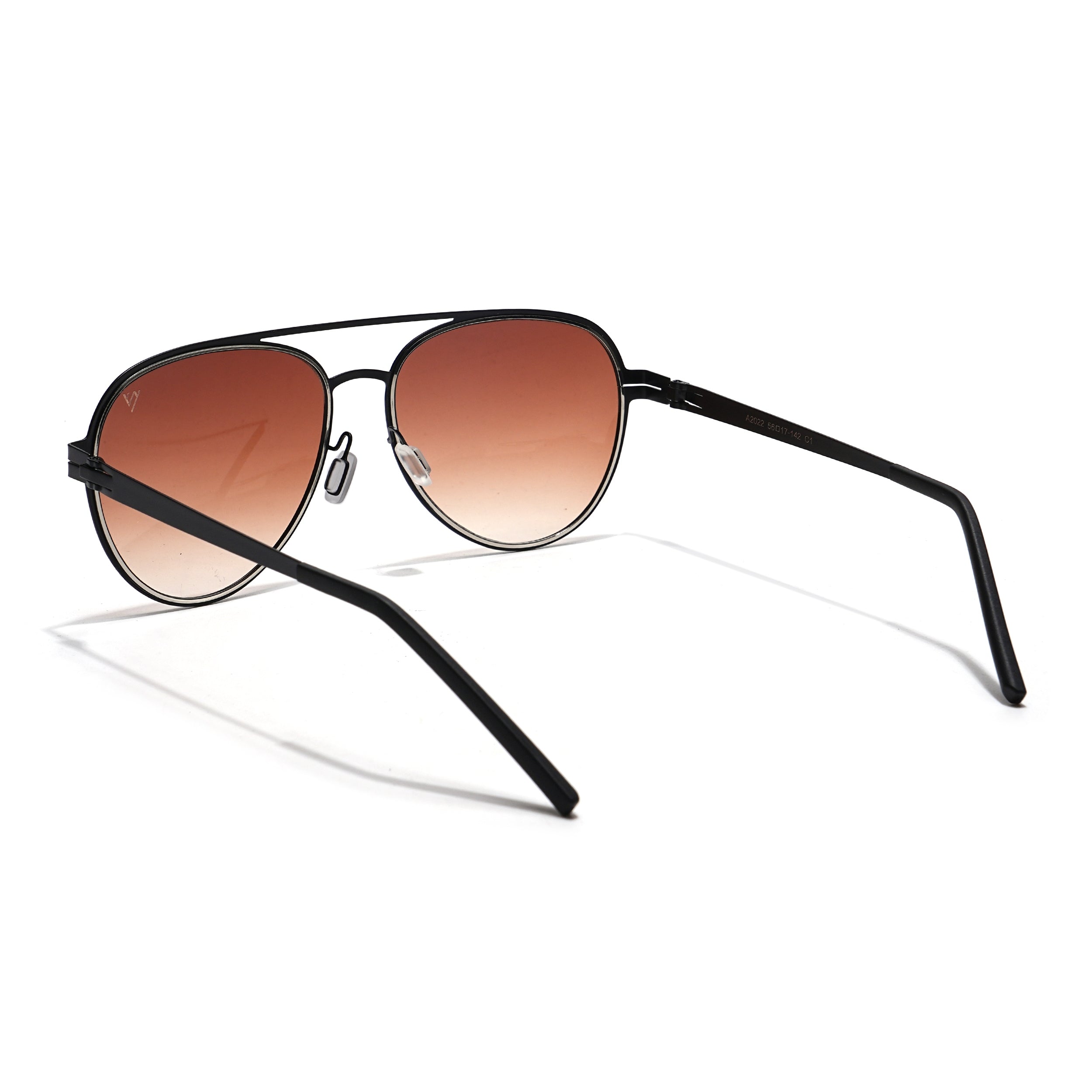 Aviator Sunglasses (Brown & Clear Lens | Black Frame - MG5605)