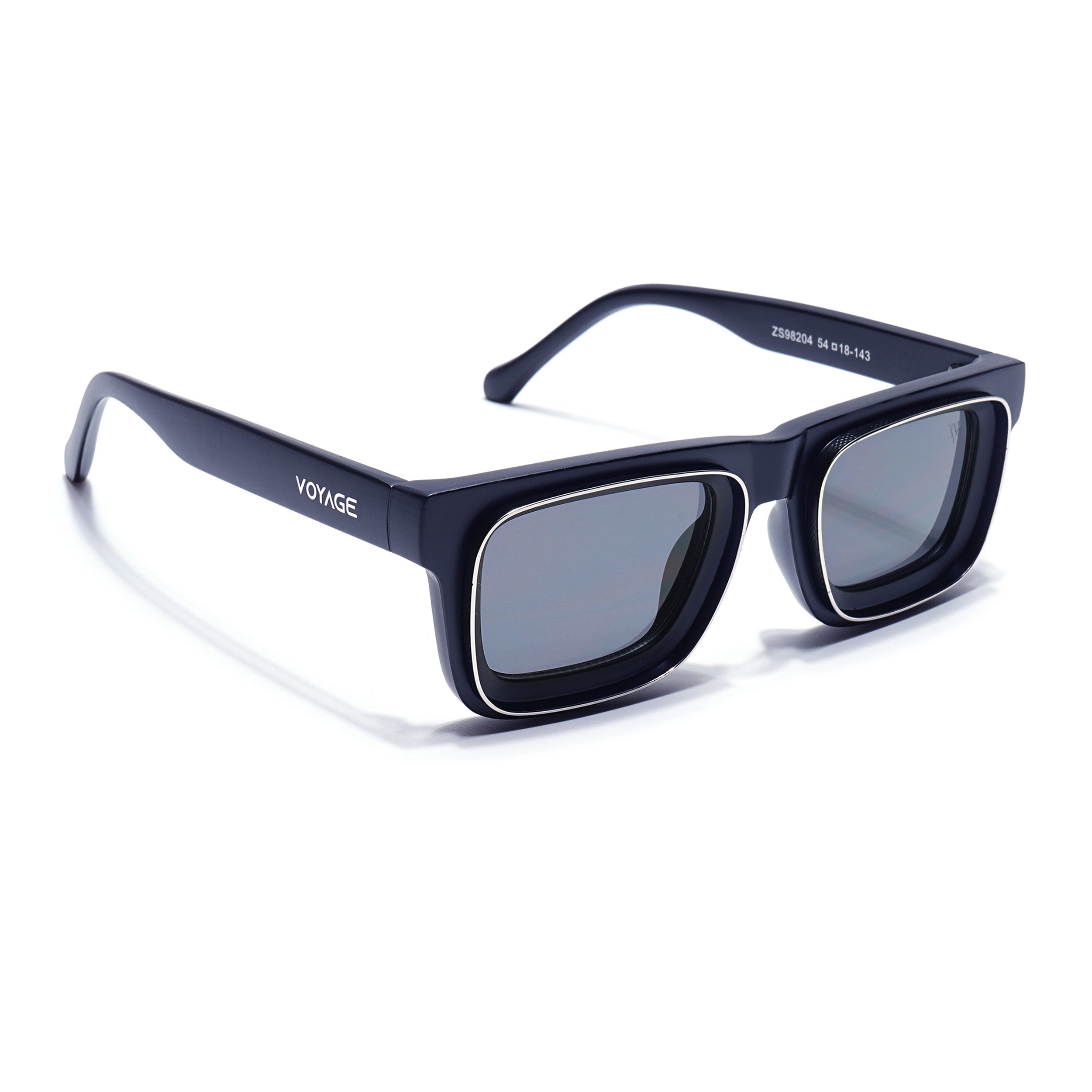 Smuggler | Navy Blue & Silver Polarized Unisex Sunglasses | Black Lens - MG6423