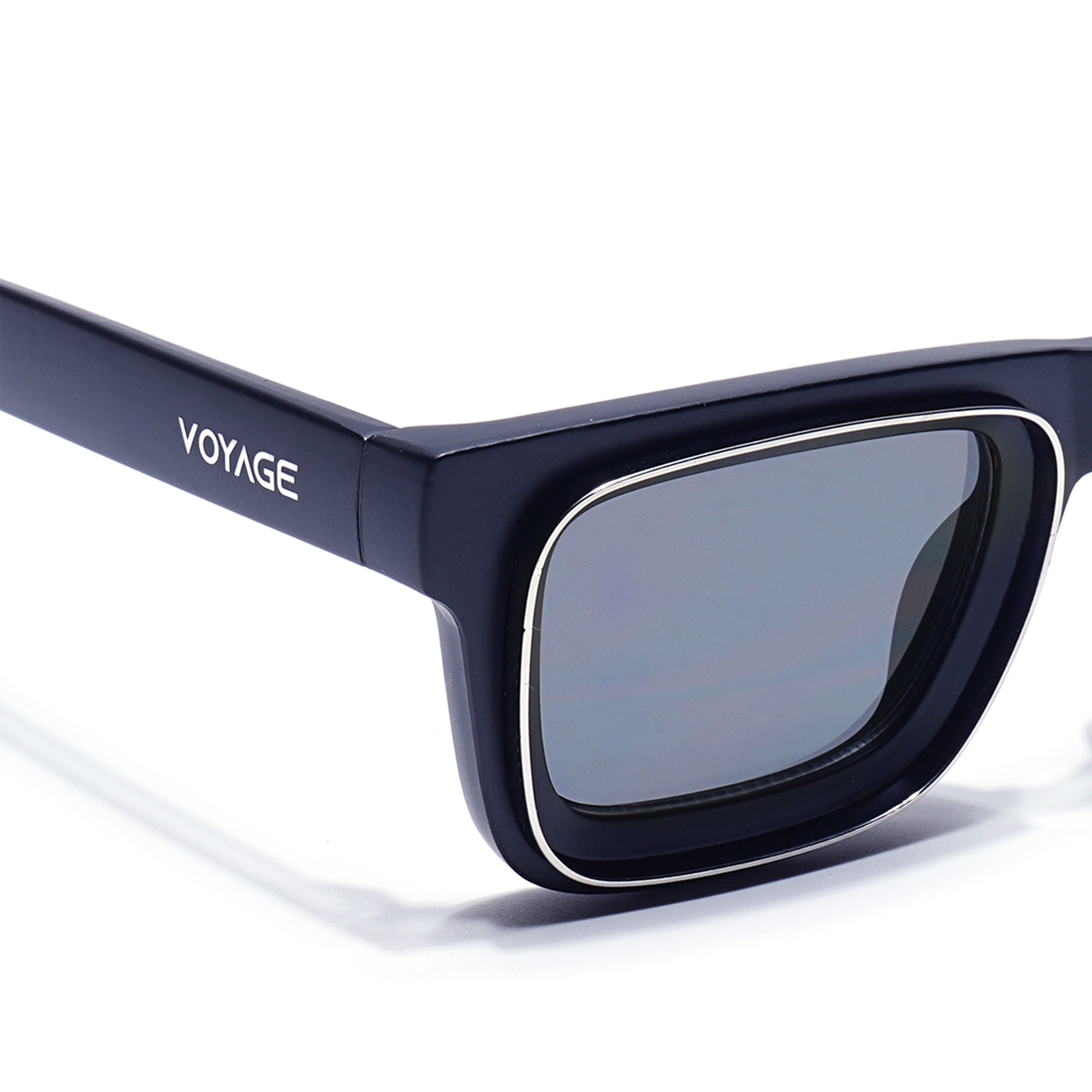 Smuggler | Navy Blue & Silver Polarized Unisex Sunglasses | Black Lens - MG6423