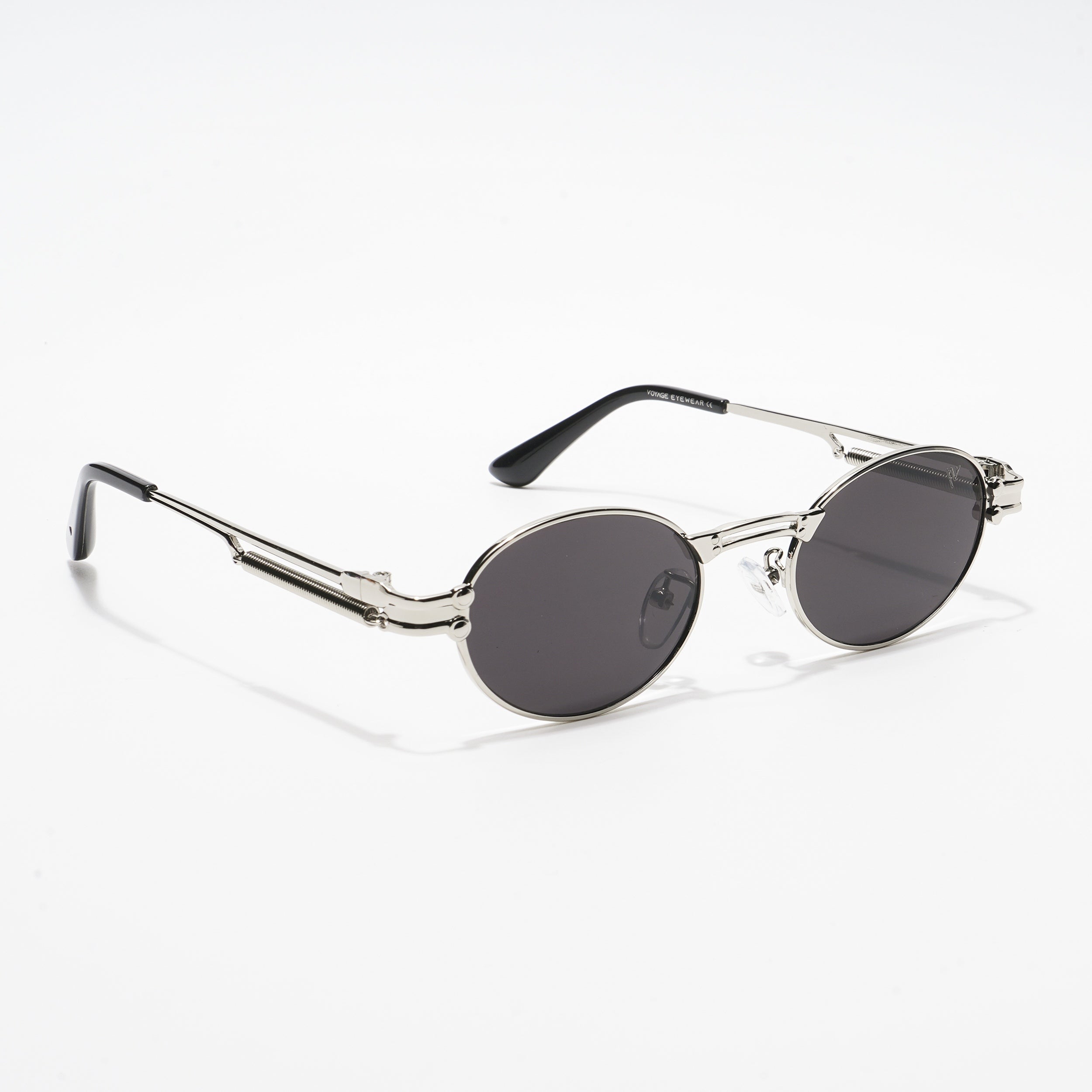 Oval Sunglasses (Black Lens | Silver Frame - MG5183)