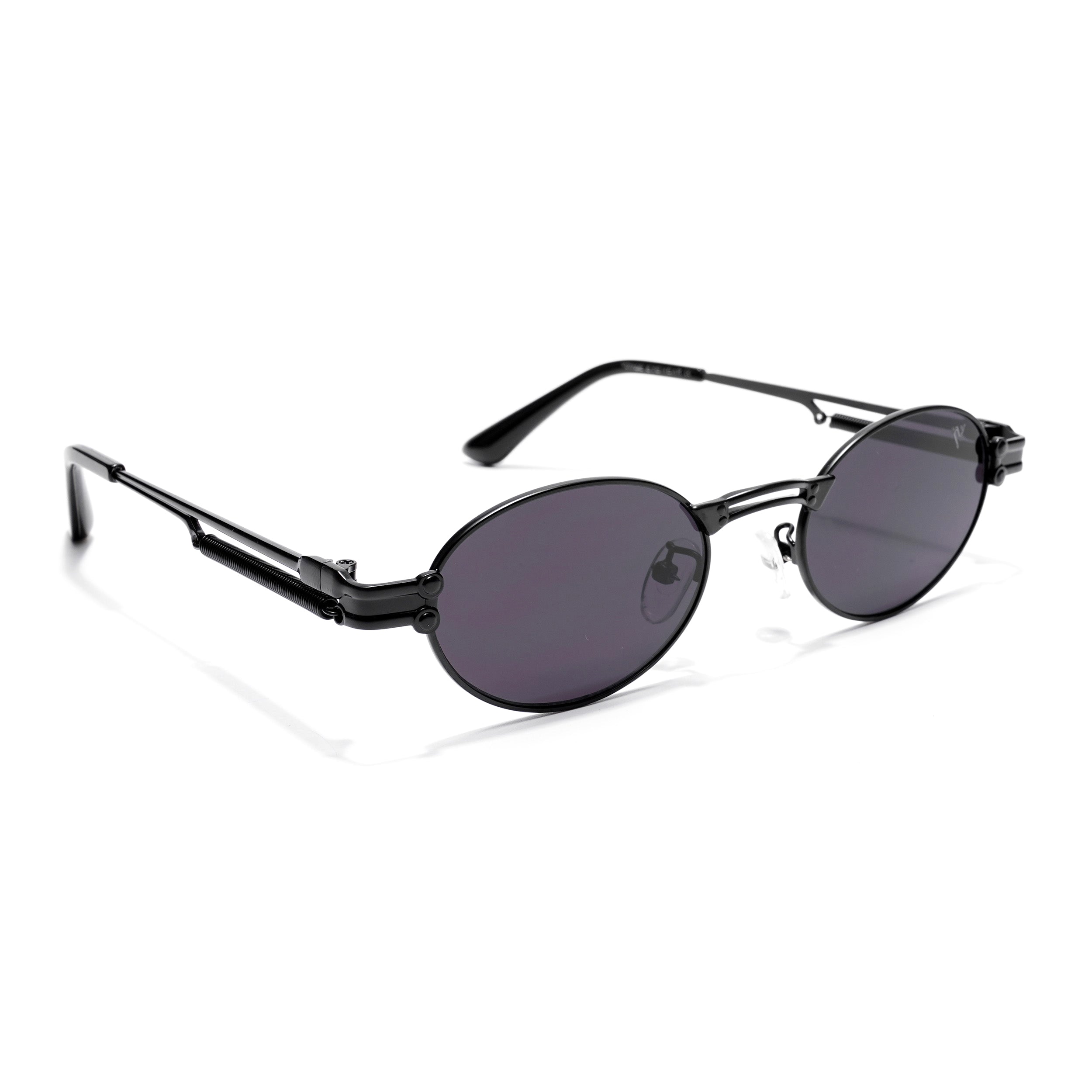 Bob | Black Oval Sunglasses | Black Lens - MG5184)