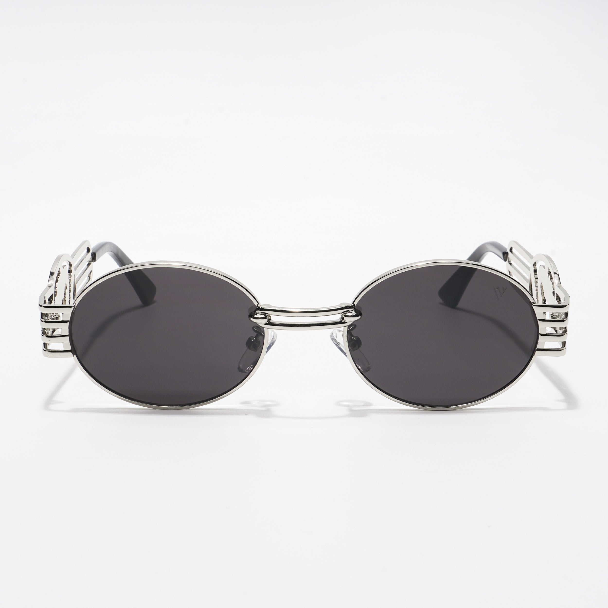 Viper | Oval Sunglasses (Black Lens | Silver Frame  - MG5189)