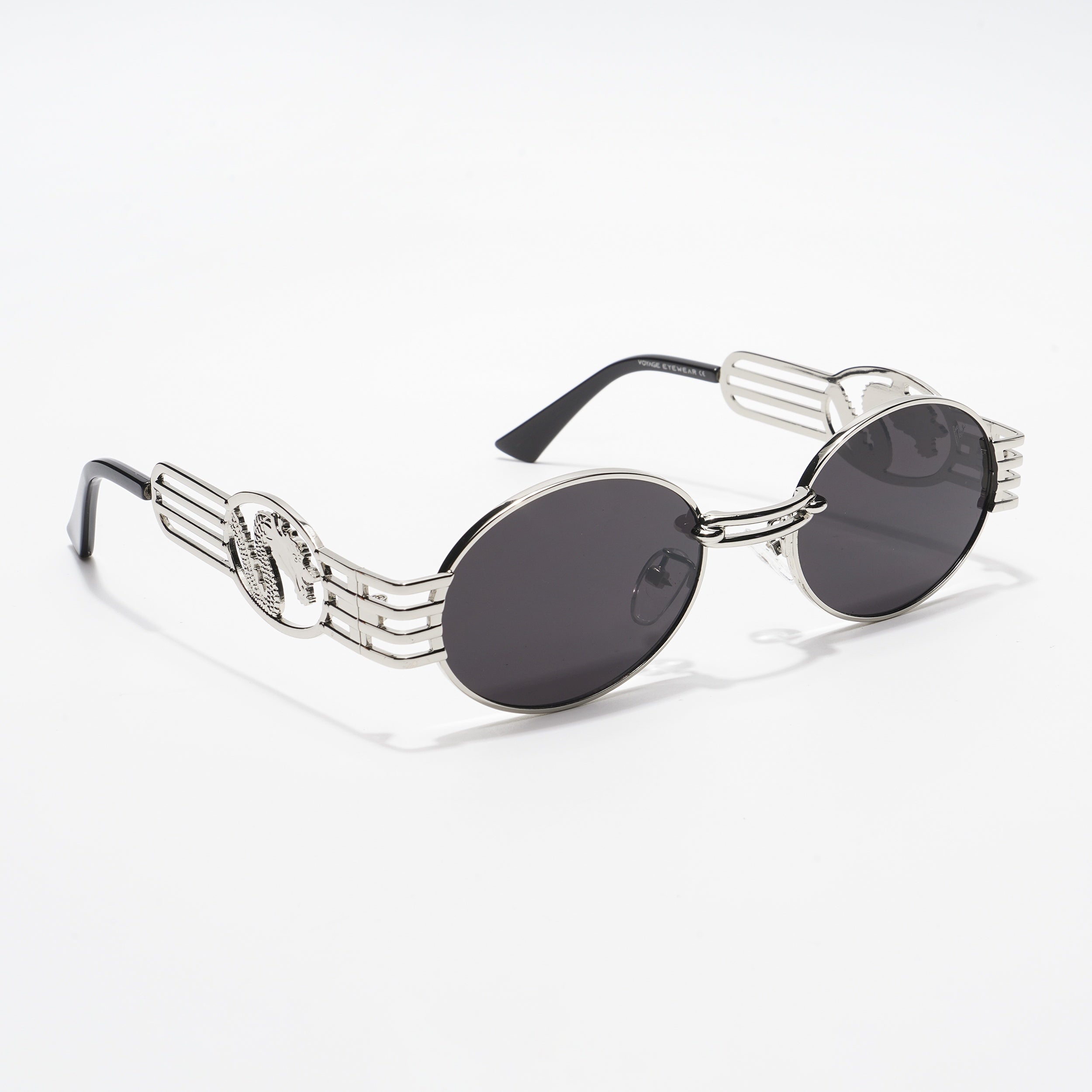 Viper | Oval Sunglasses (Black Lens | Silver Frame  - MG5189)