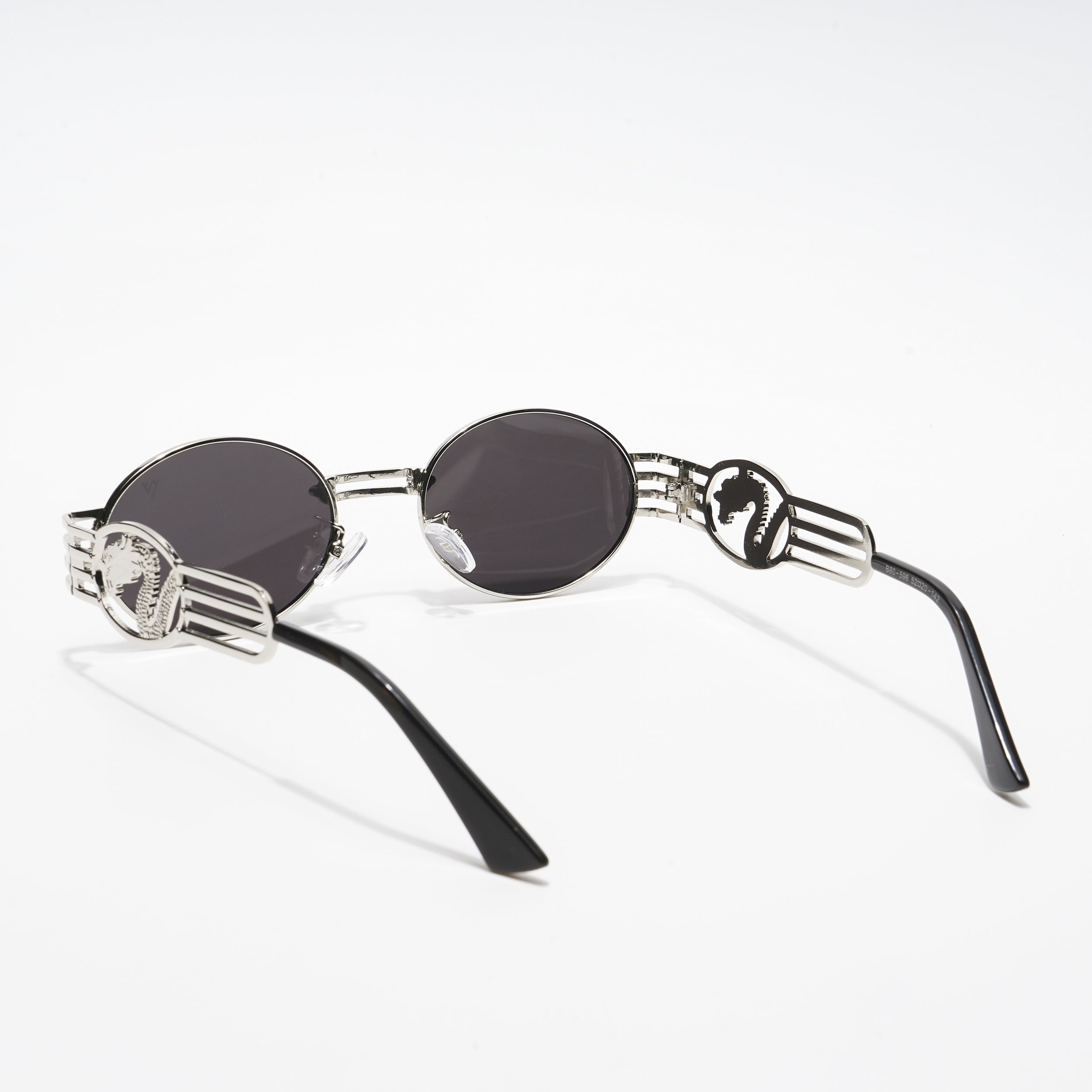 Viper | Oval Sunglasses (Black Lens | Silver Frame  - MG5189)