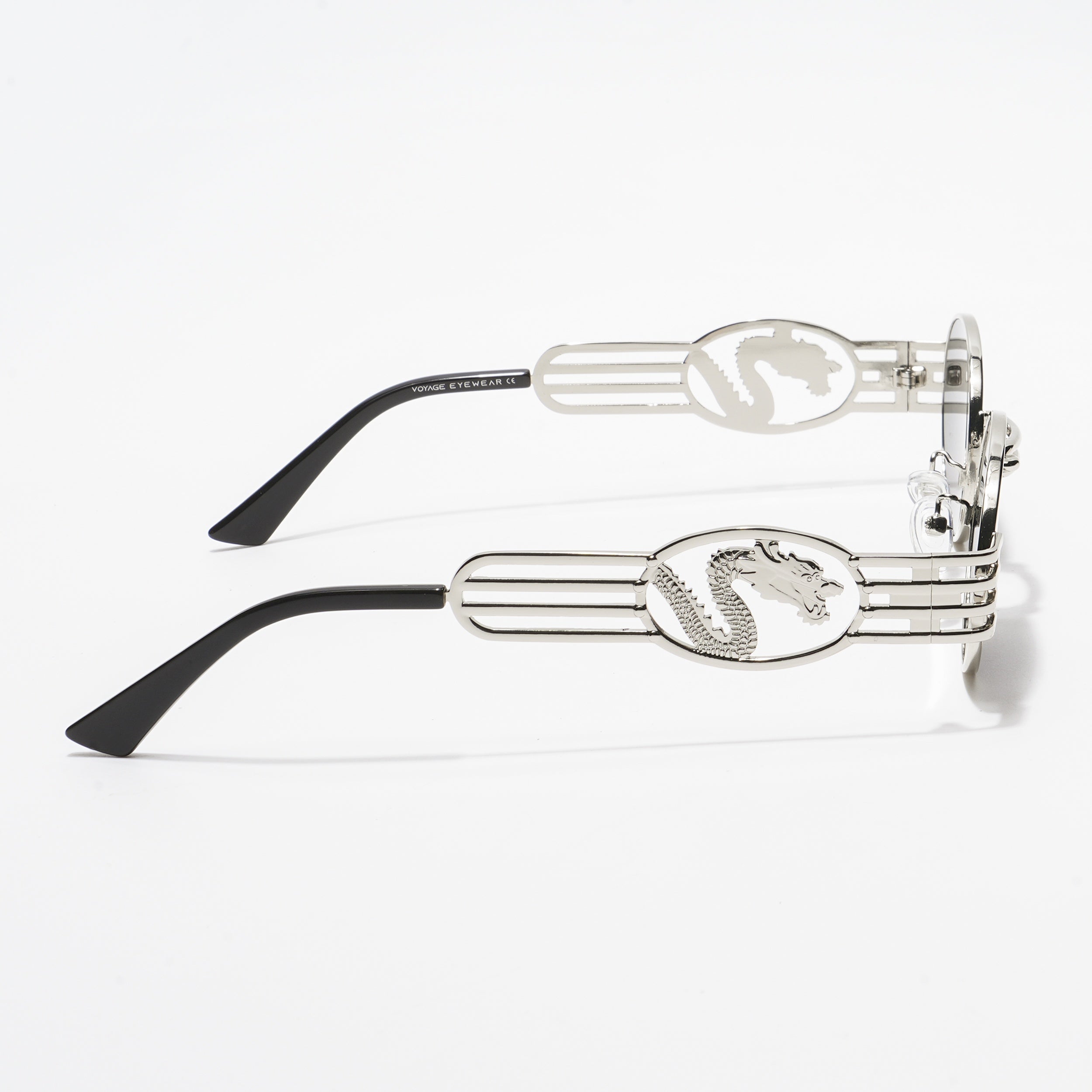 Viper | Oval Sunglasses (Black Lens | Silver Frame  - MG5189)