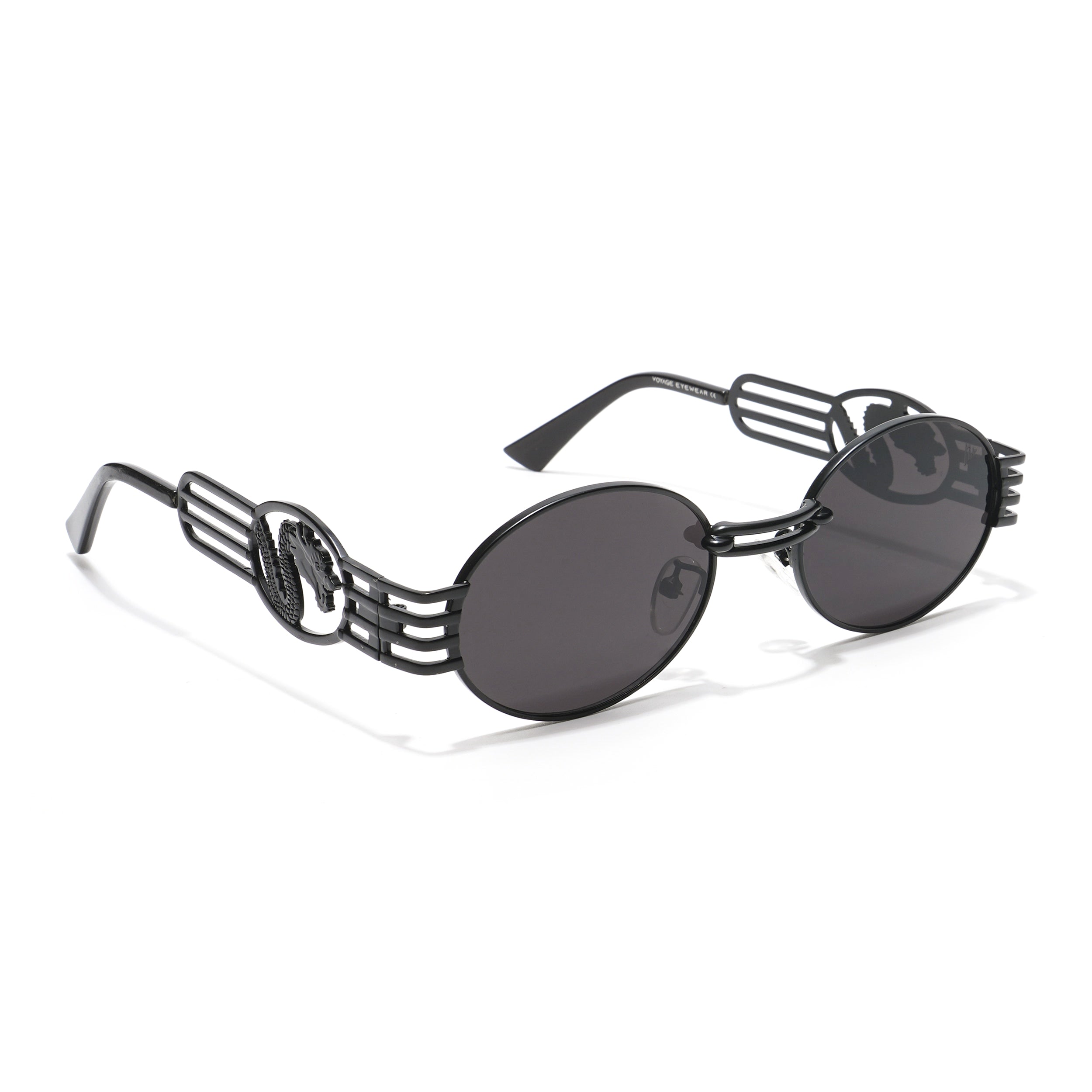 Viper | Oval Sunglasses (Black Lens | Black Frame  - MG5190)