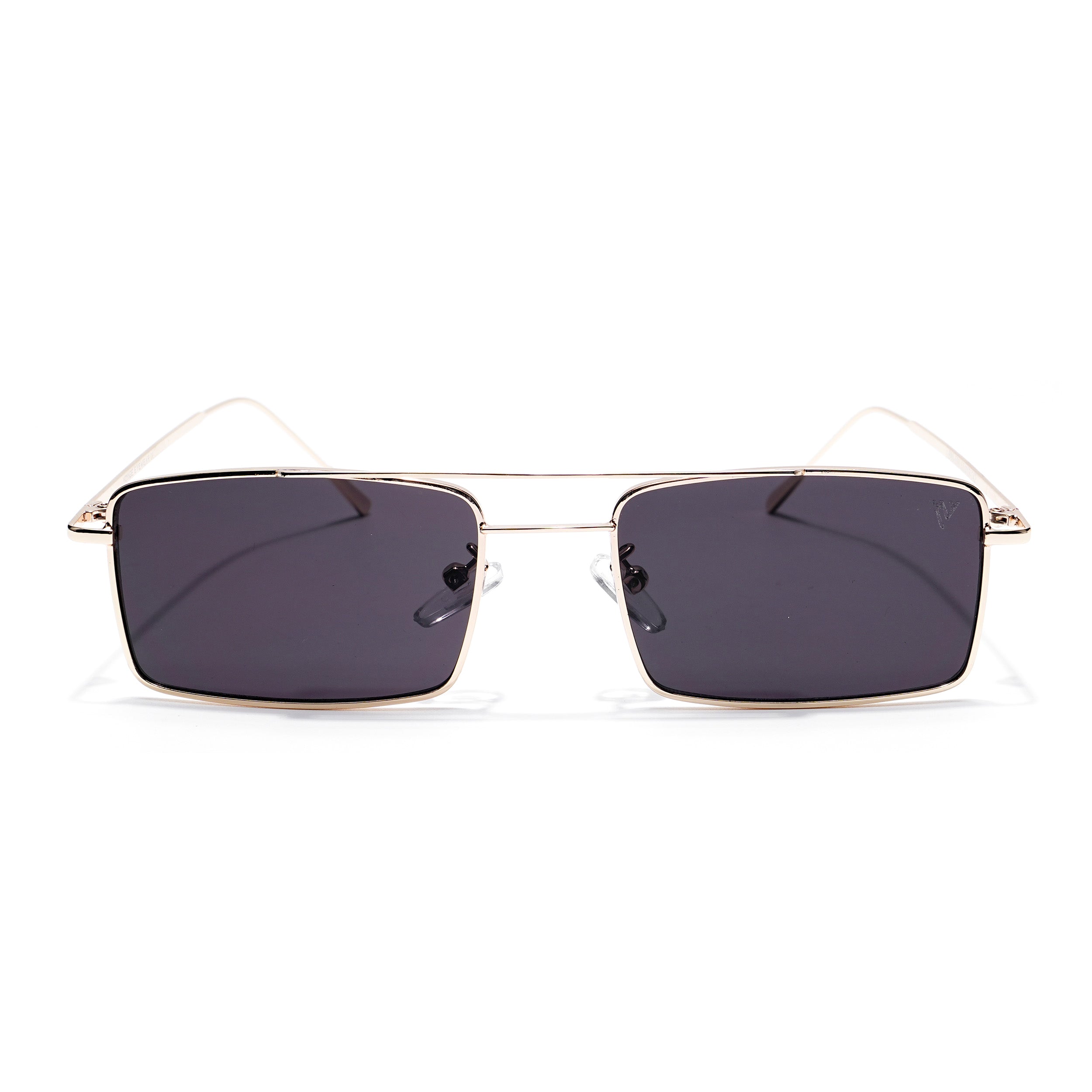 Rectangle Sunglasses (Black Lens | Golden Frame  - MG5191)