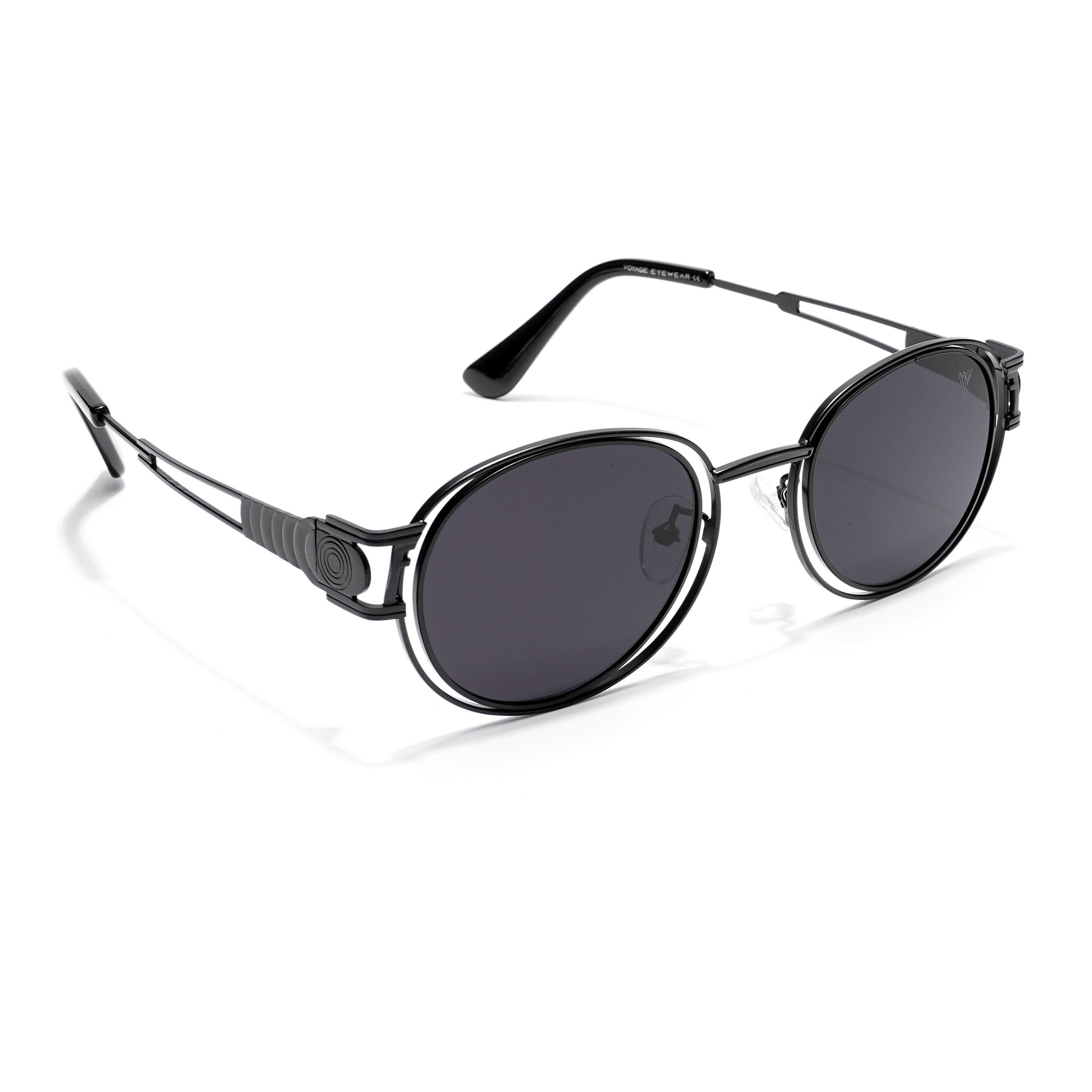 Astro | Oval Sunglasses (Black Lens | Black Frame - MG5201)