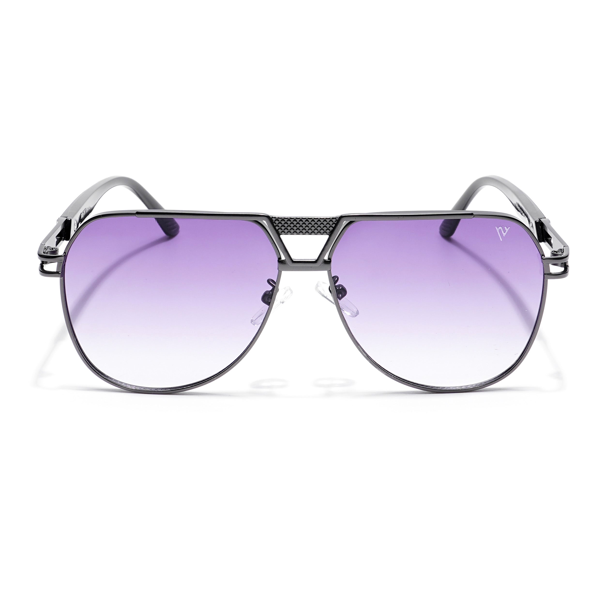 Aviator Sunglasses (Purple & Clear Lens | Grey Frame  - MG5202)