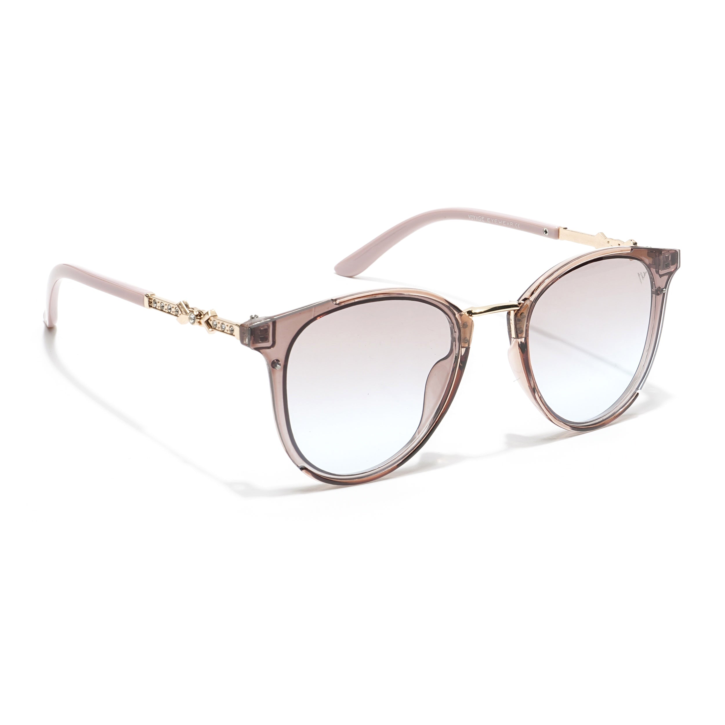 Vista | Cateye Sunglasses (Pink & Grey Lens | Light Pink & Golden Frame - MG3186)