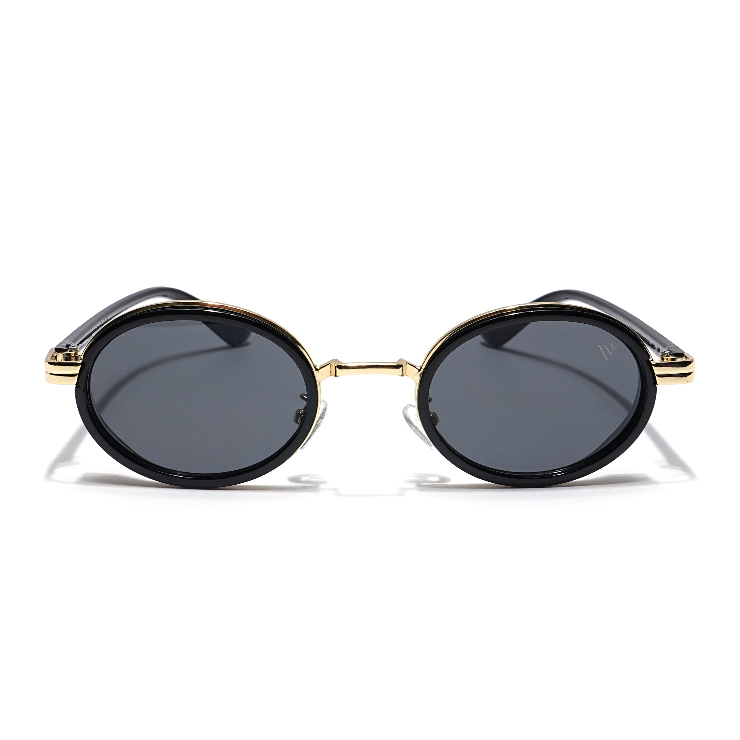 Oval Sunglasses (Black Lens | Golden & Black Frame - MG6348)