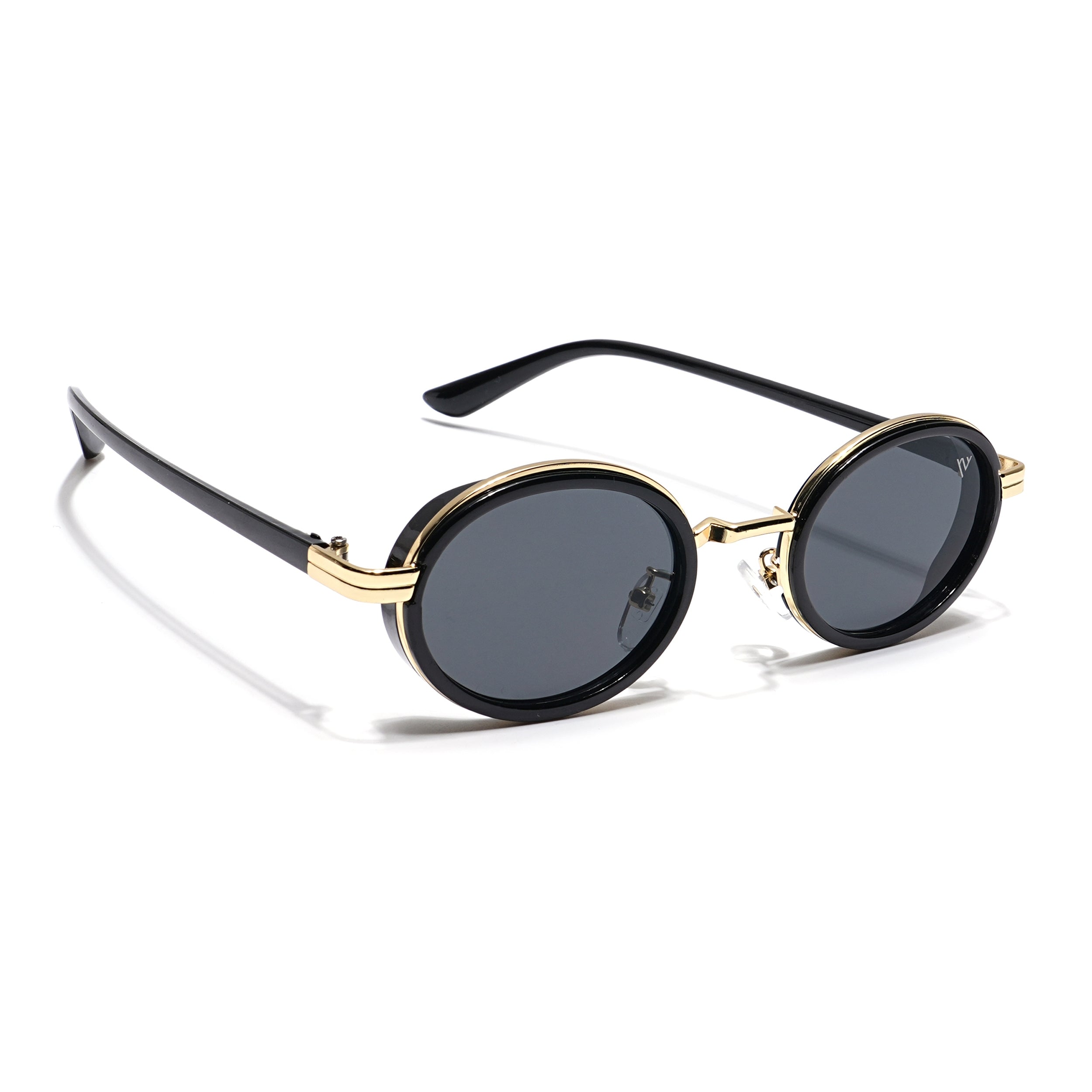 Oval Sunglasses (Black Lens | Golden & Black Frame - MG6348)