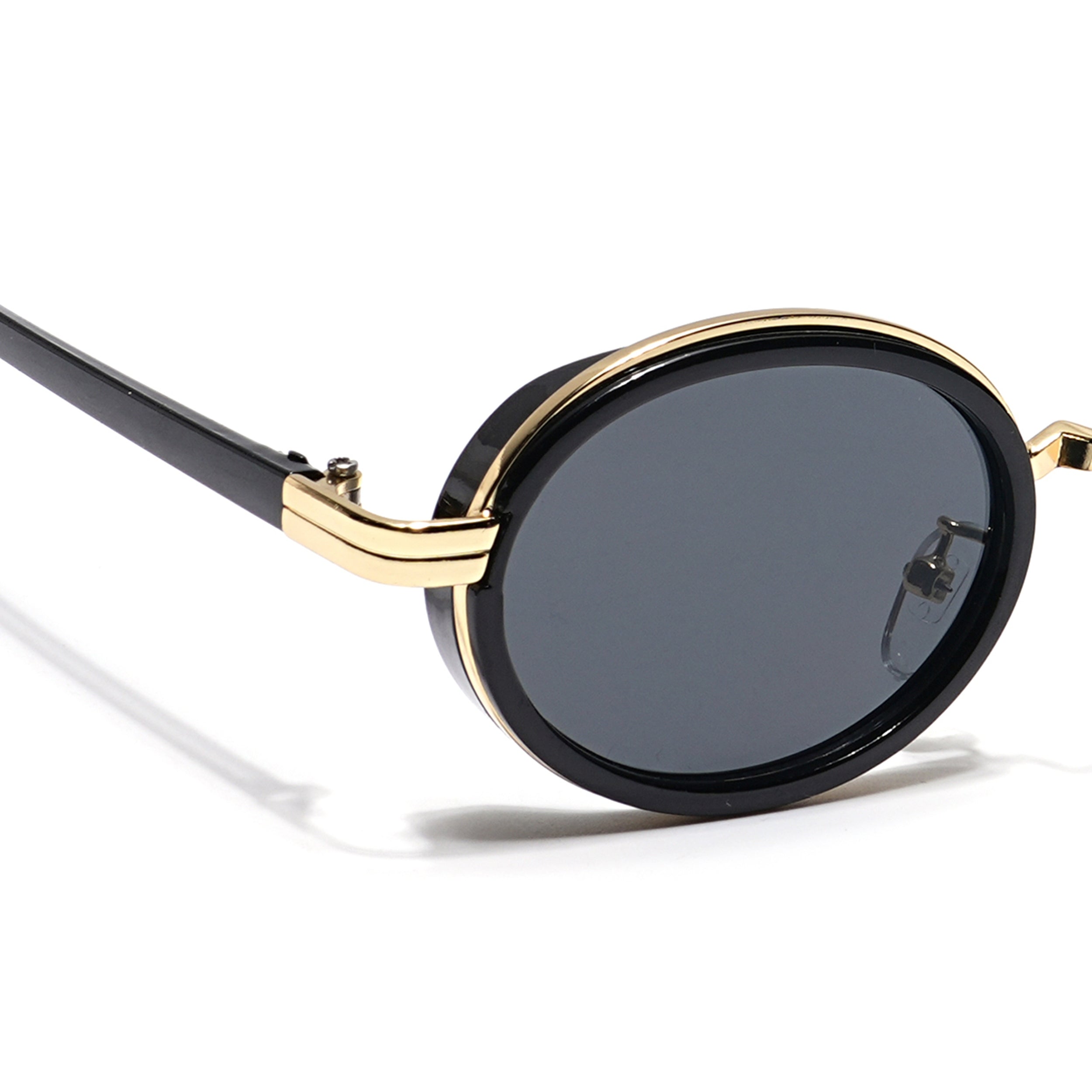 Oval Sunglasses (Black Lens | Golden & Black Frame - MG6348)