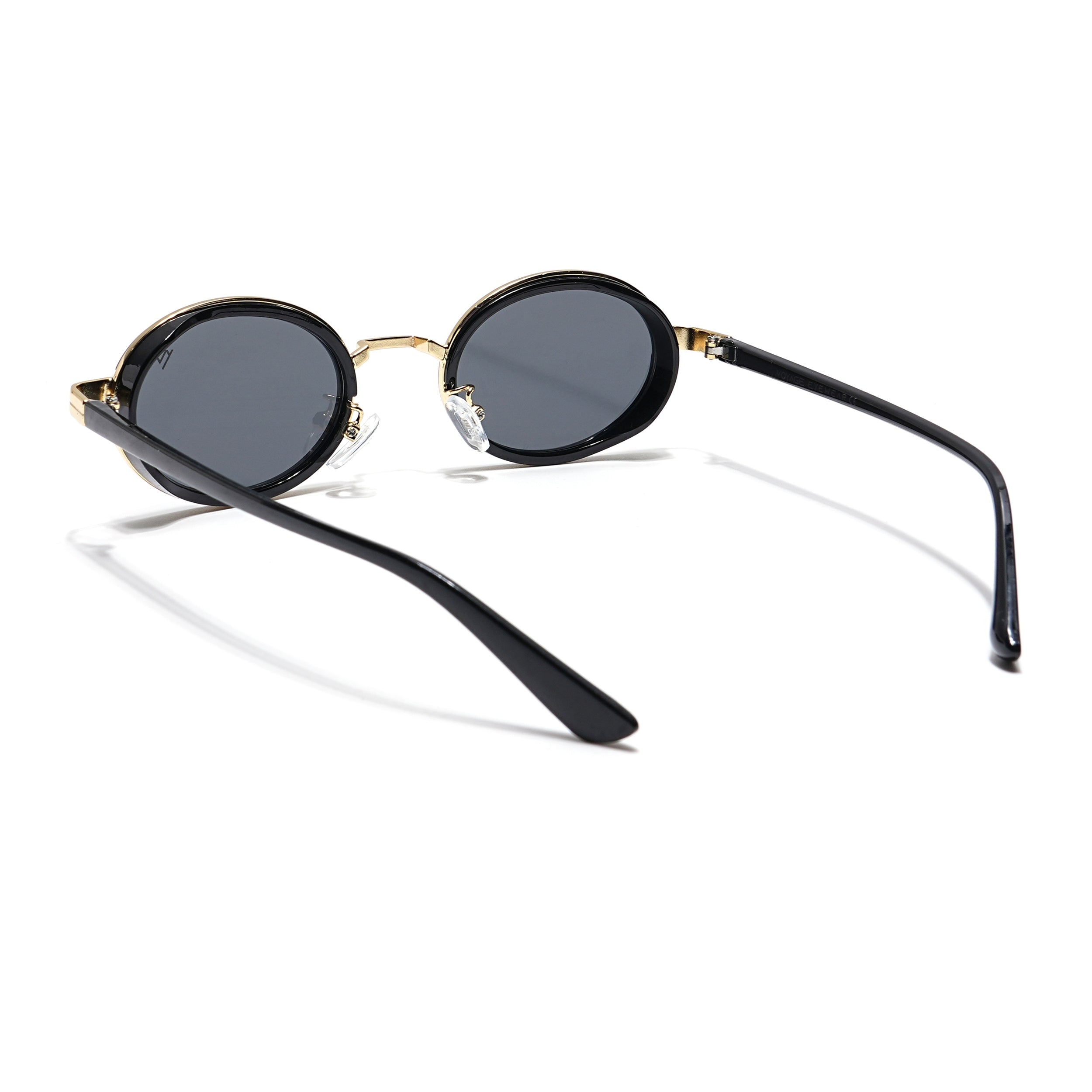 Oval Sunglasses (Black Lens | Golden & Black Frame - MG6348)