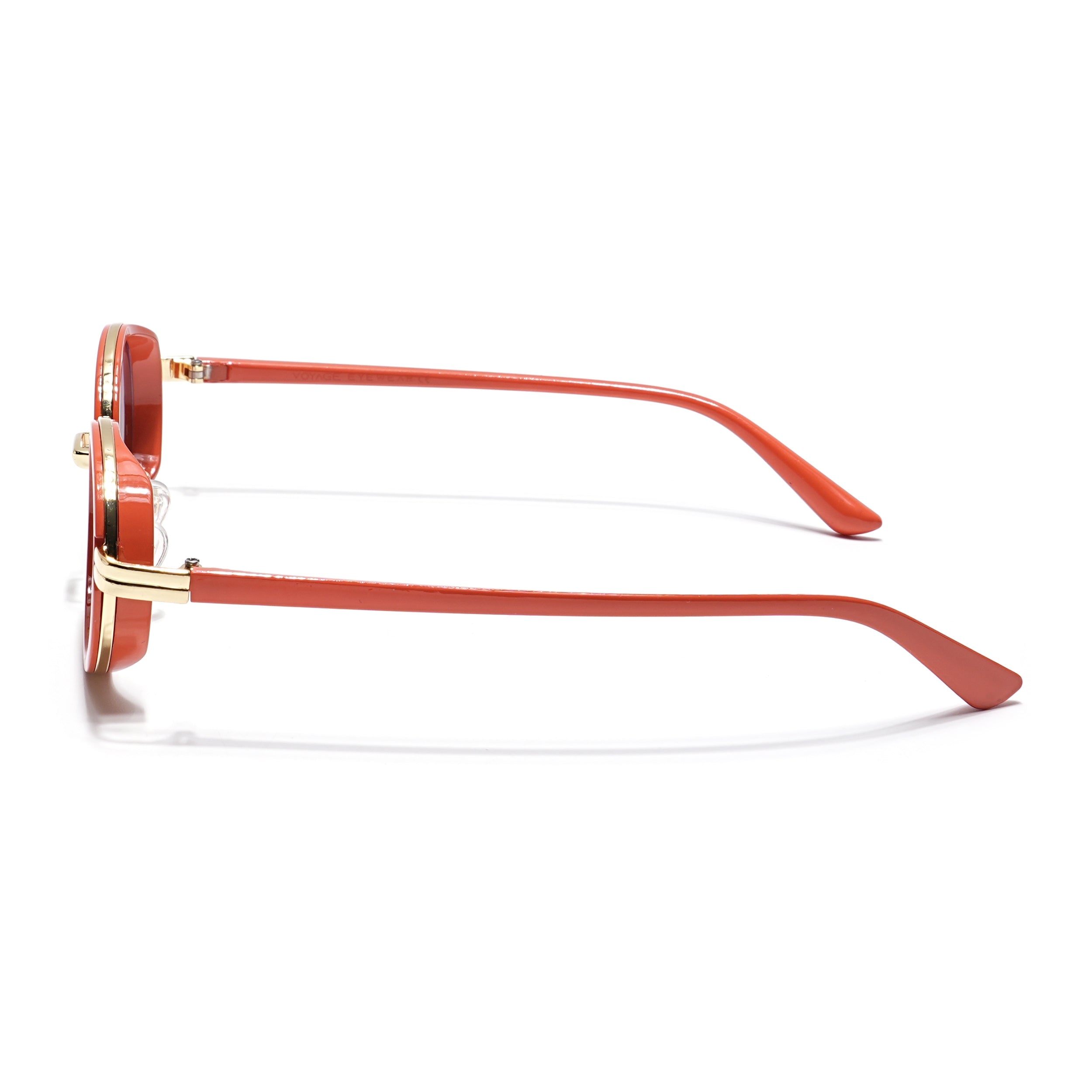 Oval Sunglasses (Light Blue & Clear Lens | Golden & Orange Frame - MG6351)