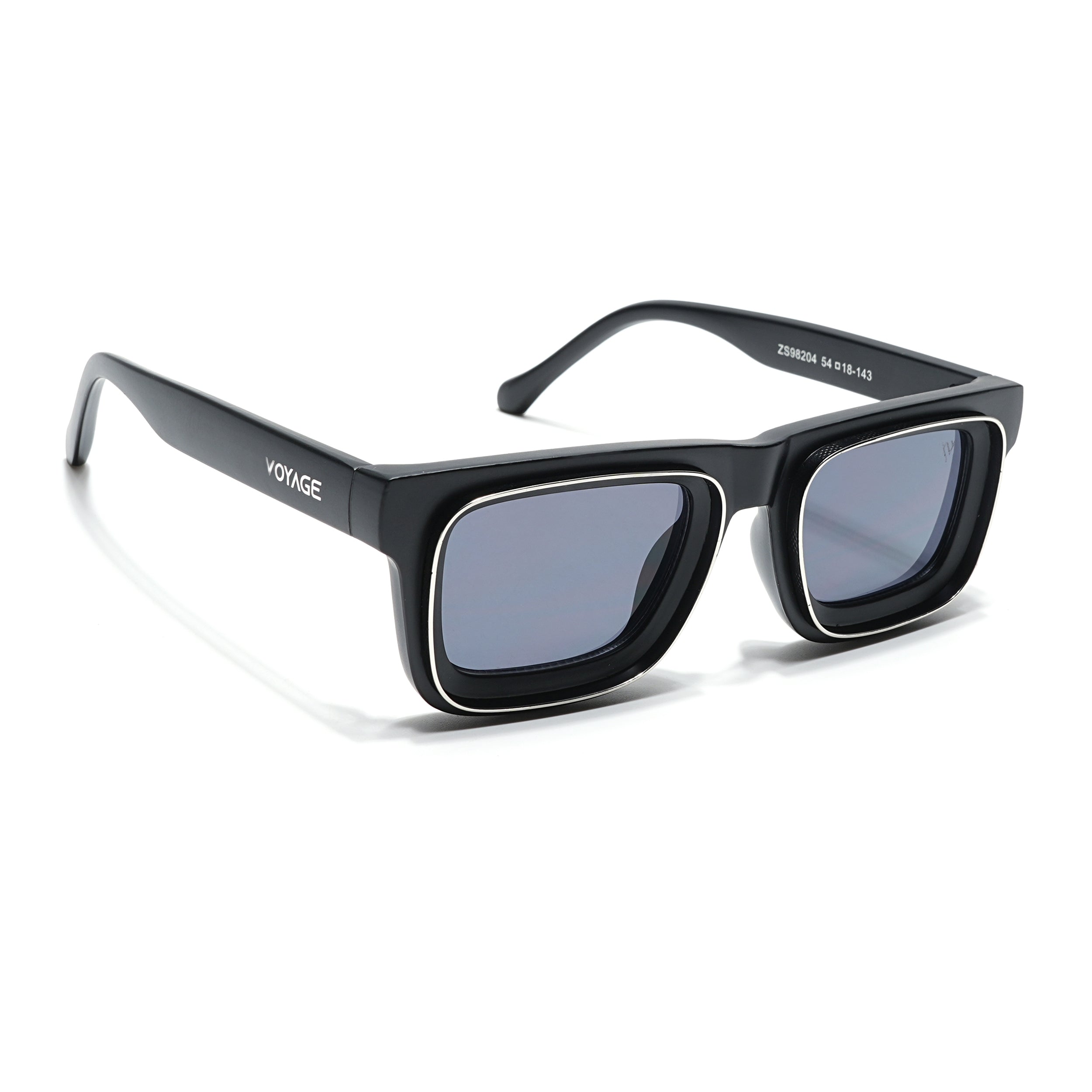 Smuggler | Matt Black & Silver Polarized Unisex Sunglasses | Black Lens - MG6421