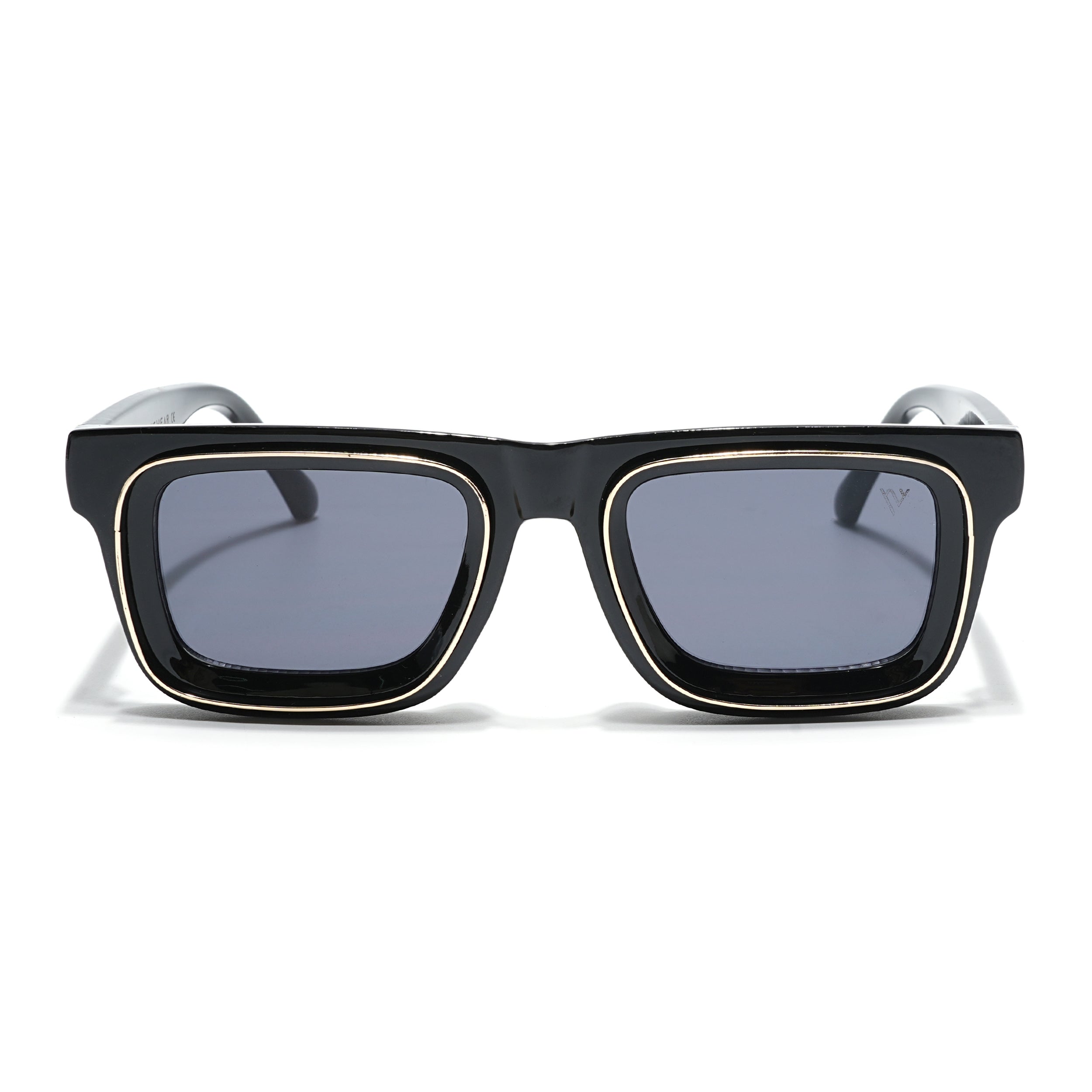 Smuggler | Shine Black & Golden Polarized Unisex Sunglasses | Black Lens - MG6422