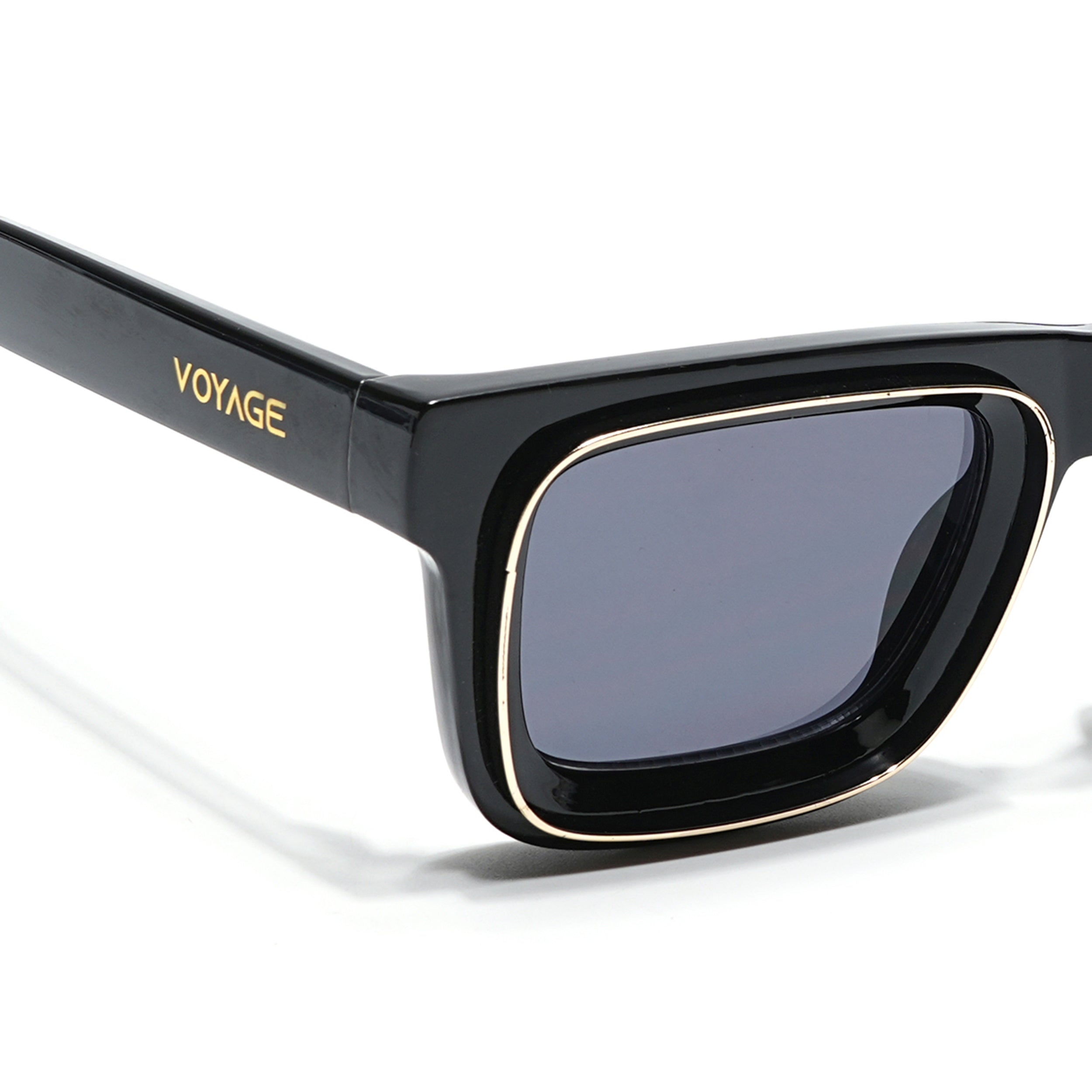 Smuggler | Shine Black & Golden Polarized Unisex Sunglasses | Black Lens - MG6422