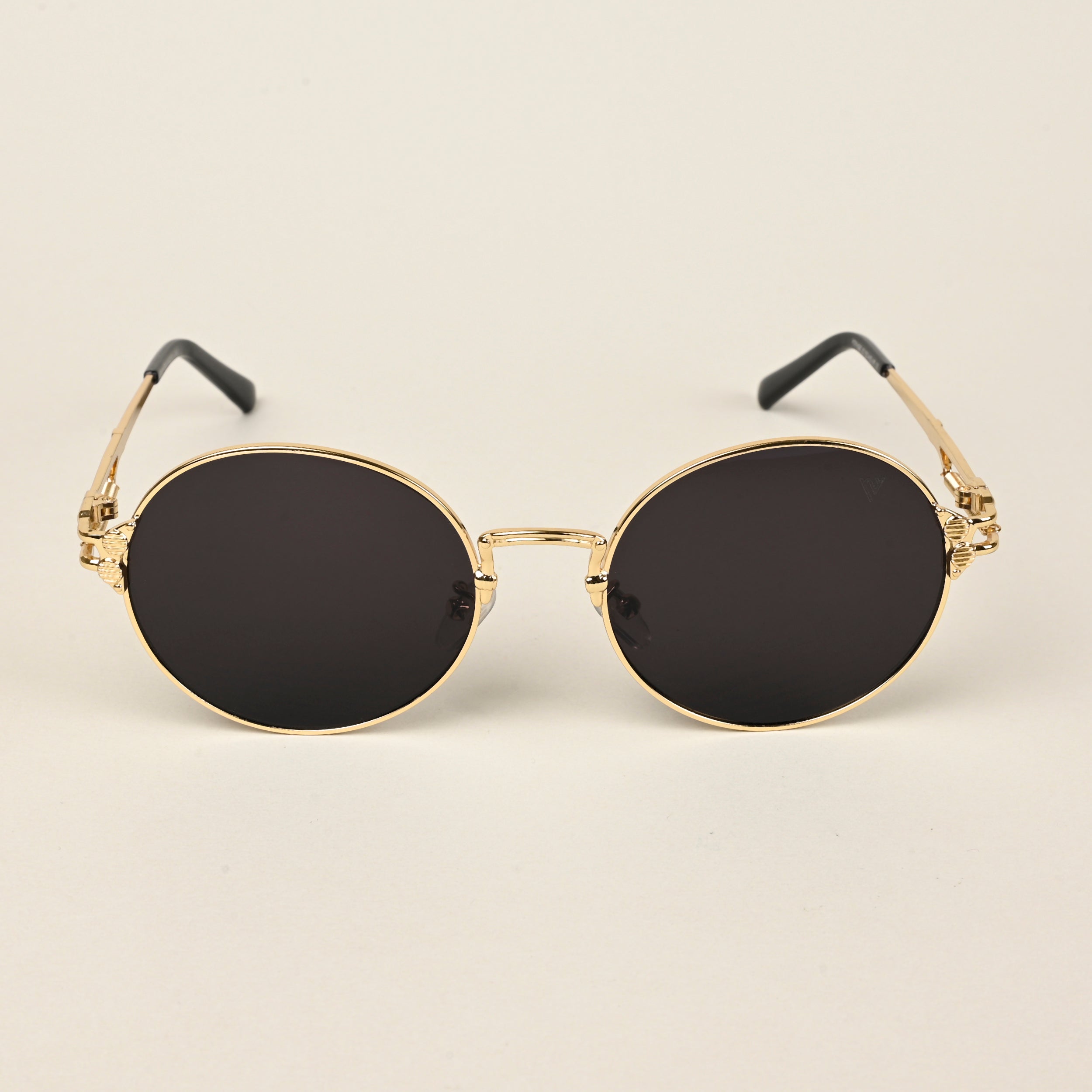 Round Sunglasses (Black Lens | Golden Frame  - MG5185)